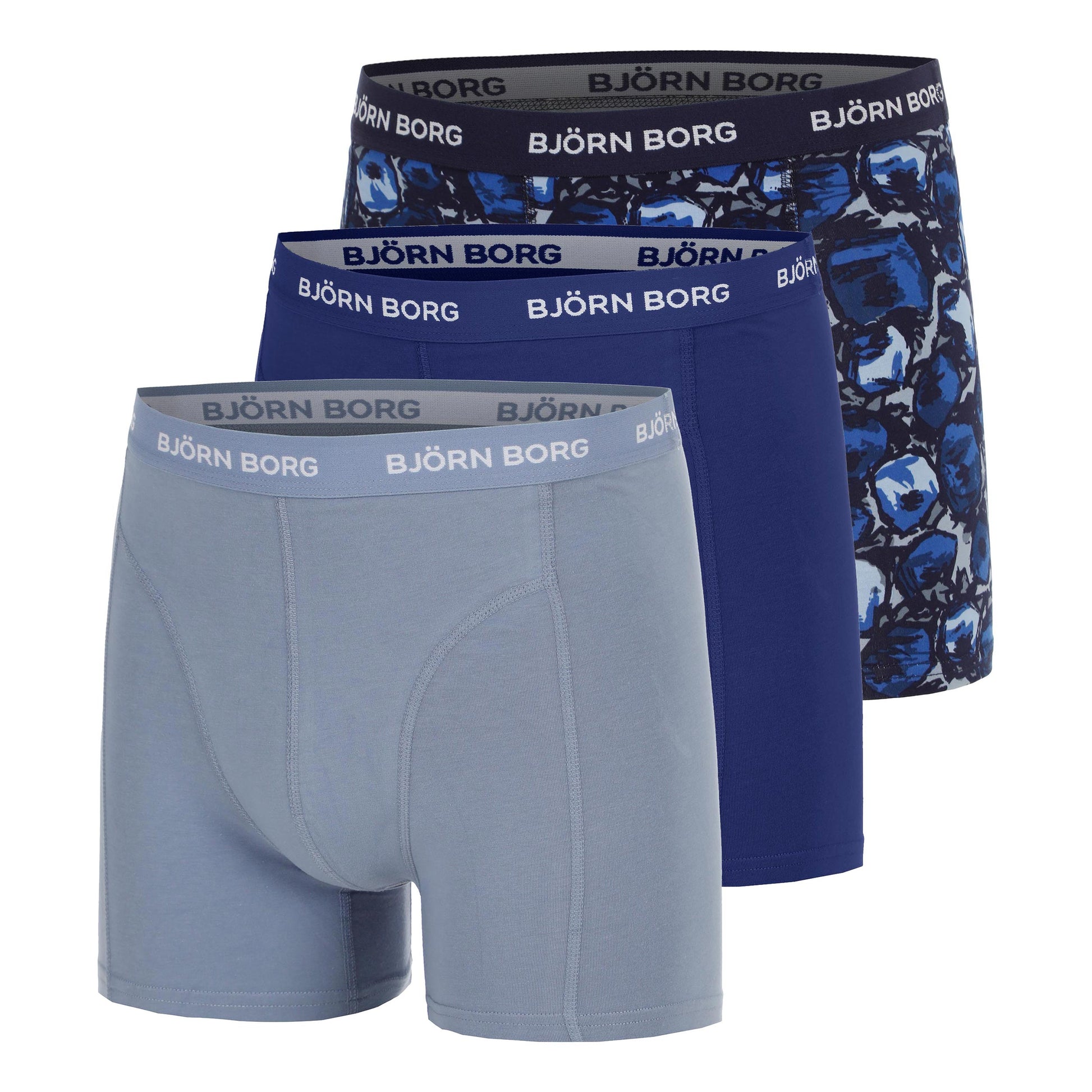 Björn Borg Cotton Stretch Boxer Confezione da 3 Uomini - grigio-blu, blu