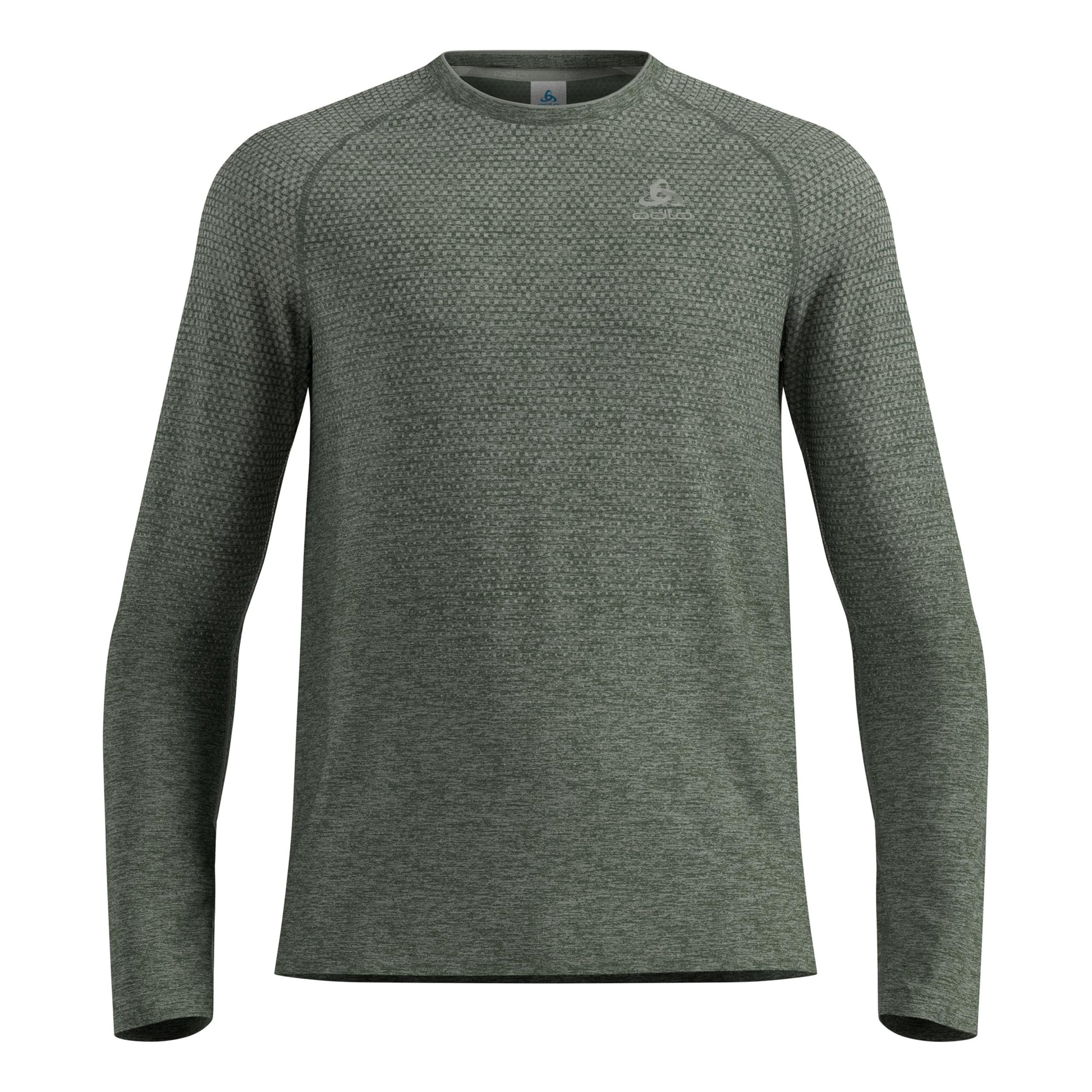 Odlo Essential Seamless Crew Neck Manica lunga Uomini-oliva