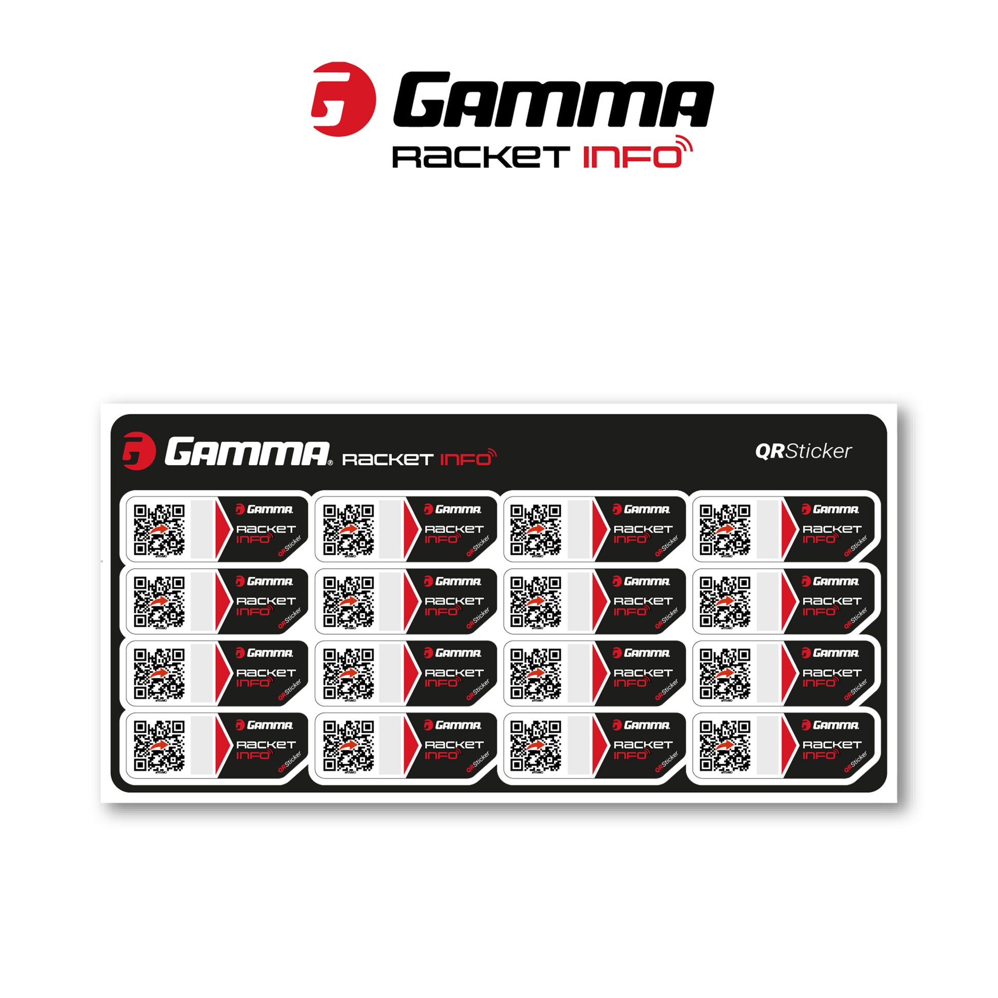 Gamma Gamma Racket Info Internationale Version Incollare Gli Adesivi Confezione Da 16-Nero