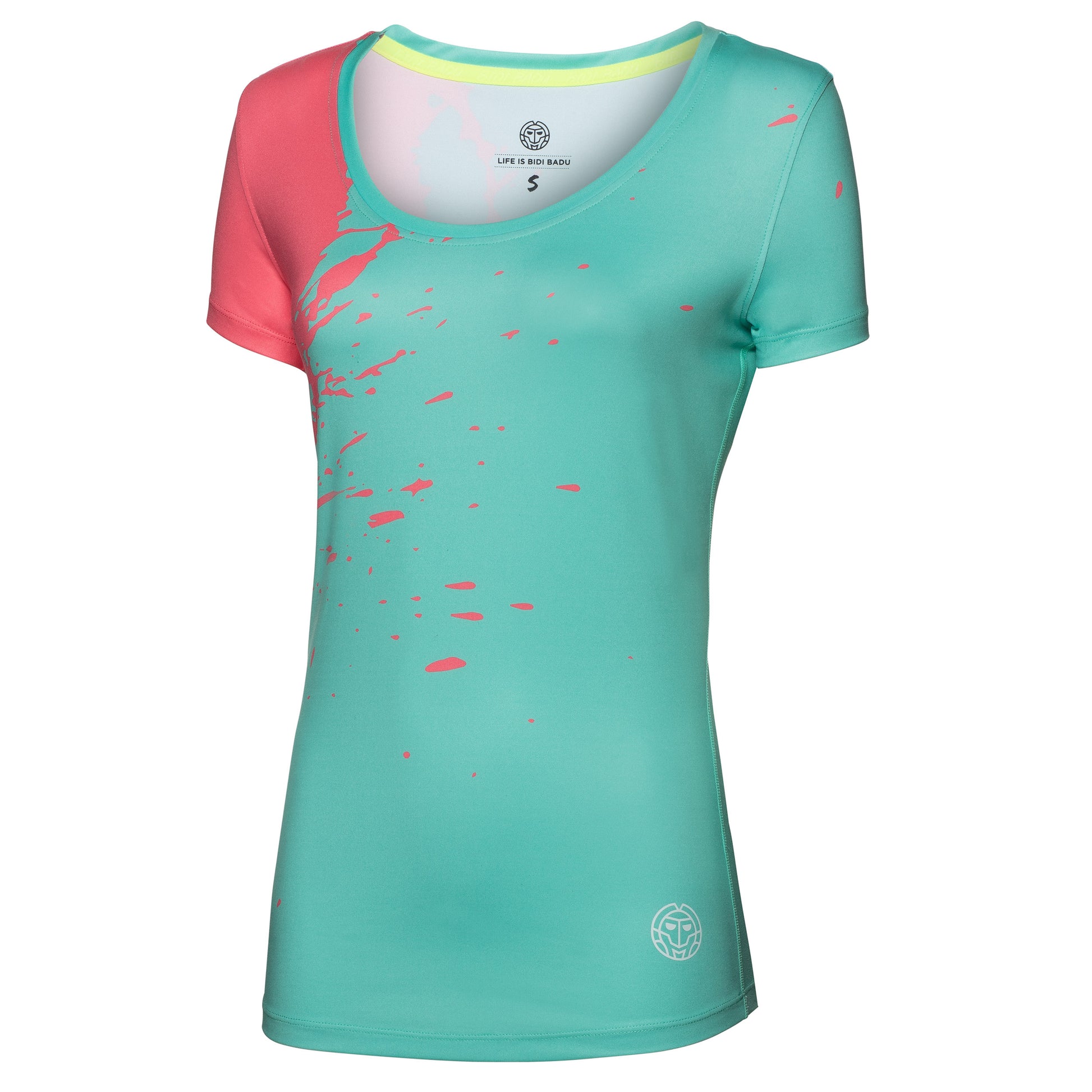 BIDI BADU Amari Tech Round-Neck Maglietta Donna-Mint,Corallo