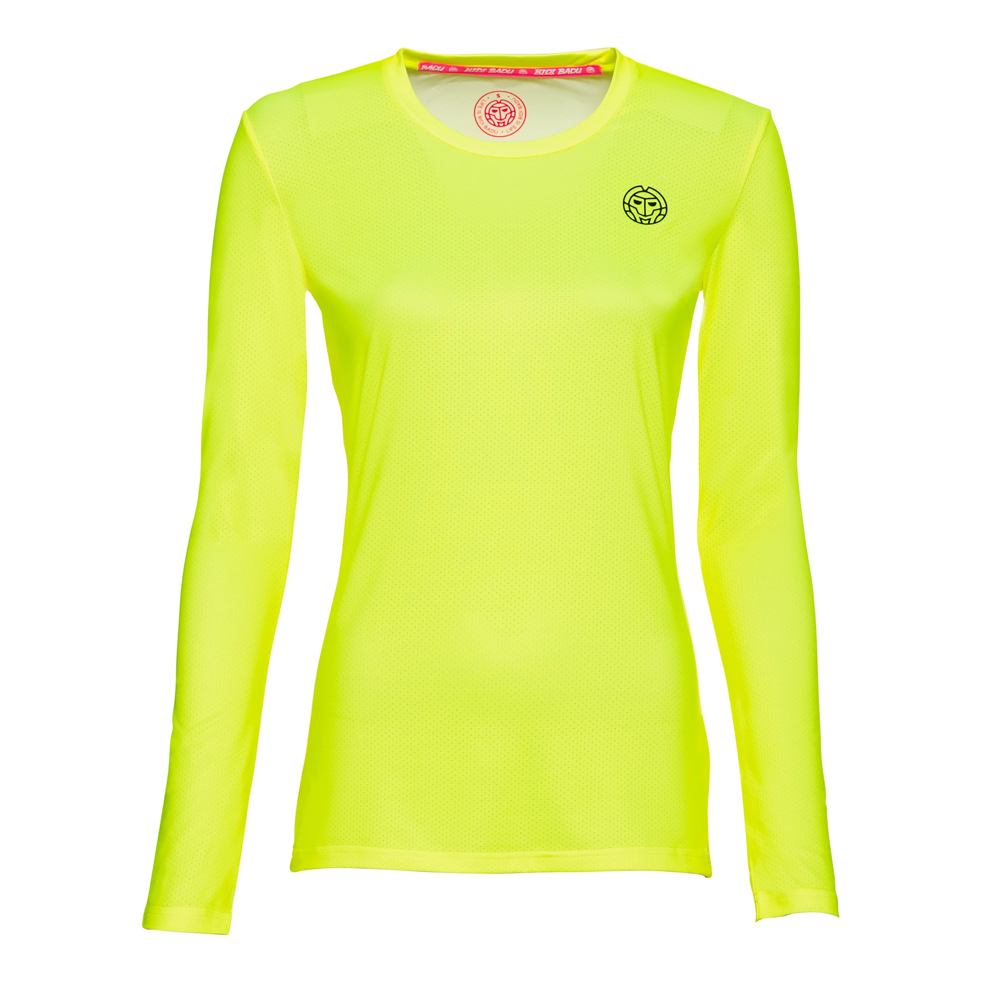 BIDI BADU Pia Tech Roundneck Manica lunga Donna - giallo neon, nero