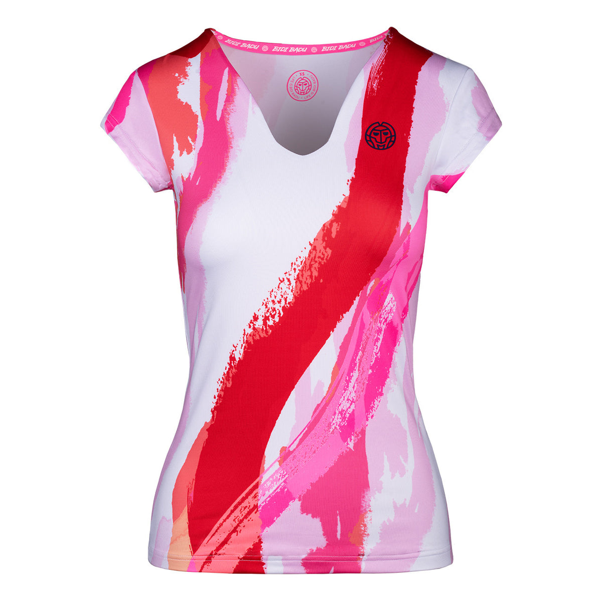 BIDI BADU Bella 2.0 Tech V-Neck Maglietta Donna - bianco, rosso
