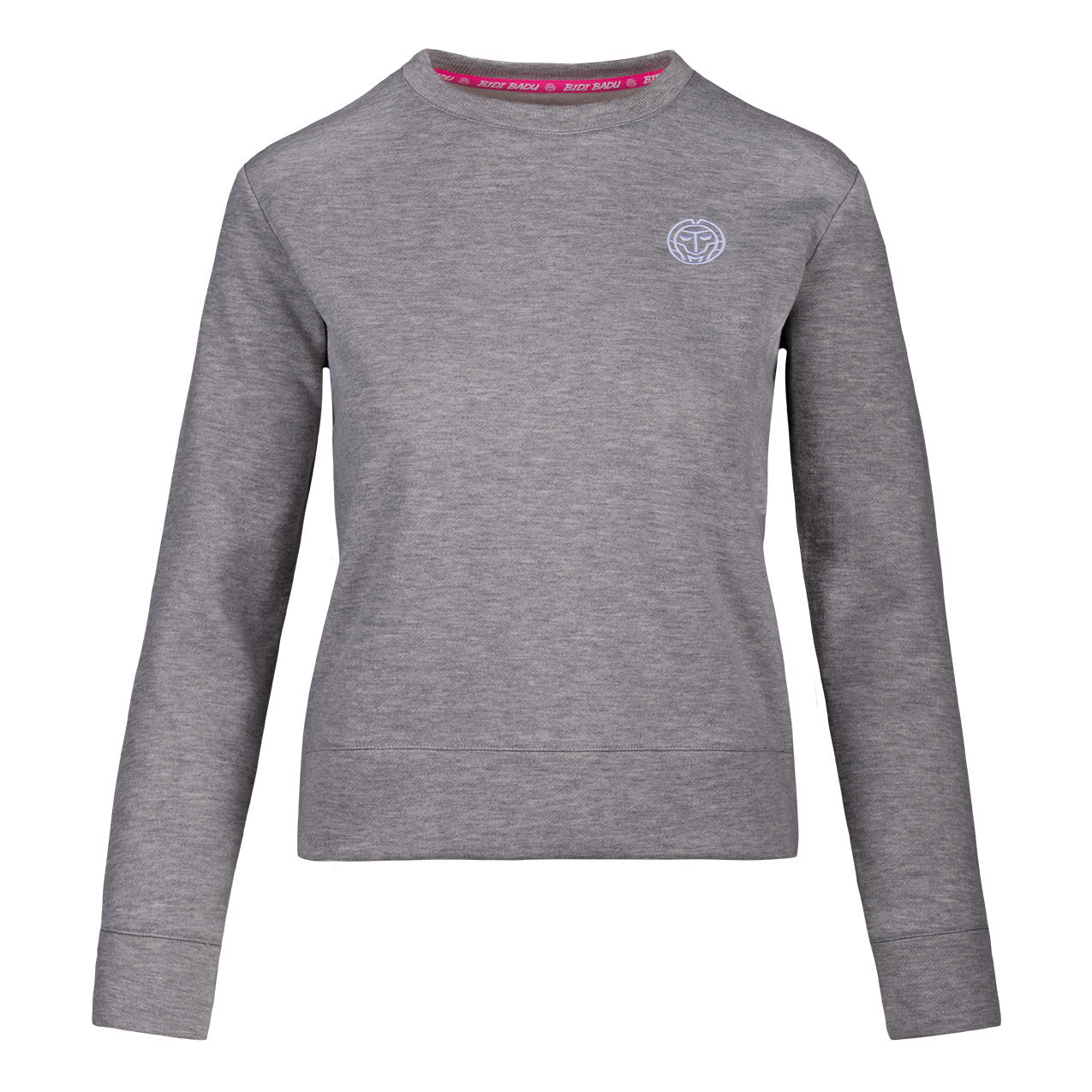 BIDI BADU Mirella Basic Crew Felpa Donna-Grigio Chiaro,Bianco