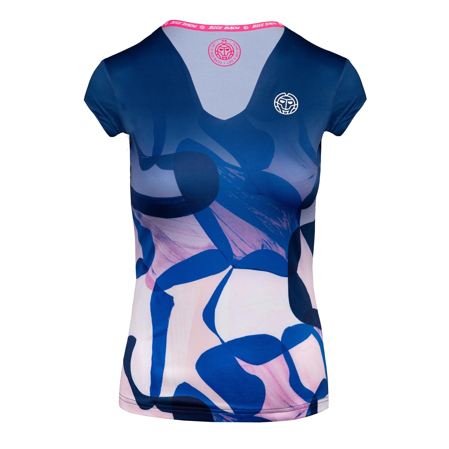 BIDI BADU Bella 2.0 Tech V-Neck Maglietta Donna - blu scuro, rosa