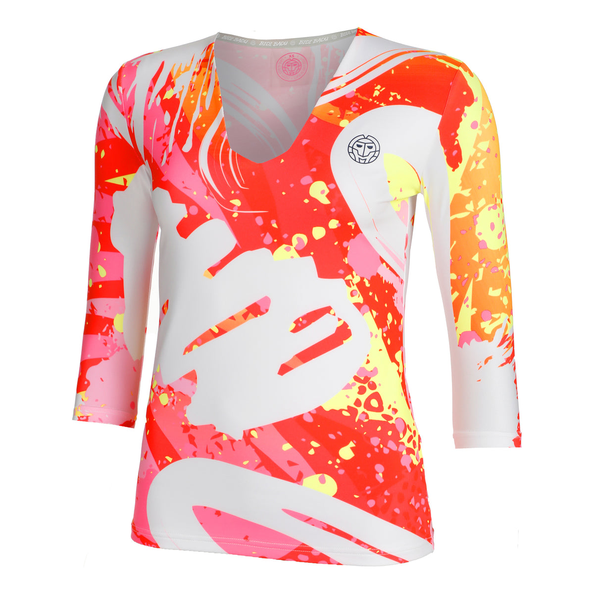 BIDI BADU Wild Arts V-Neck Manica lunga Donna - bianco, multicolore