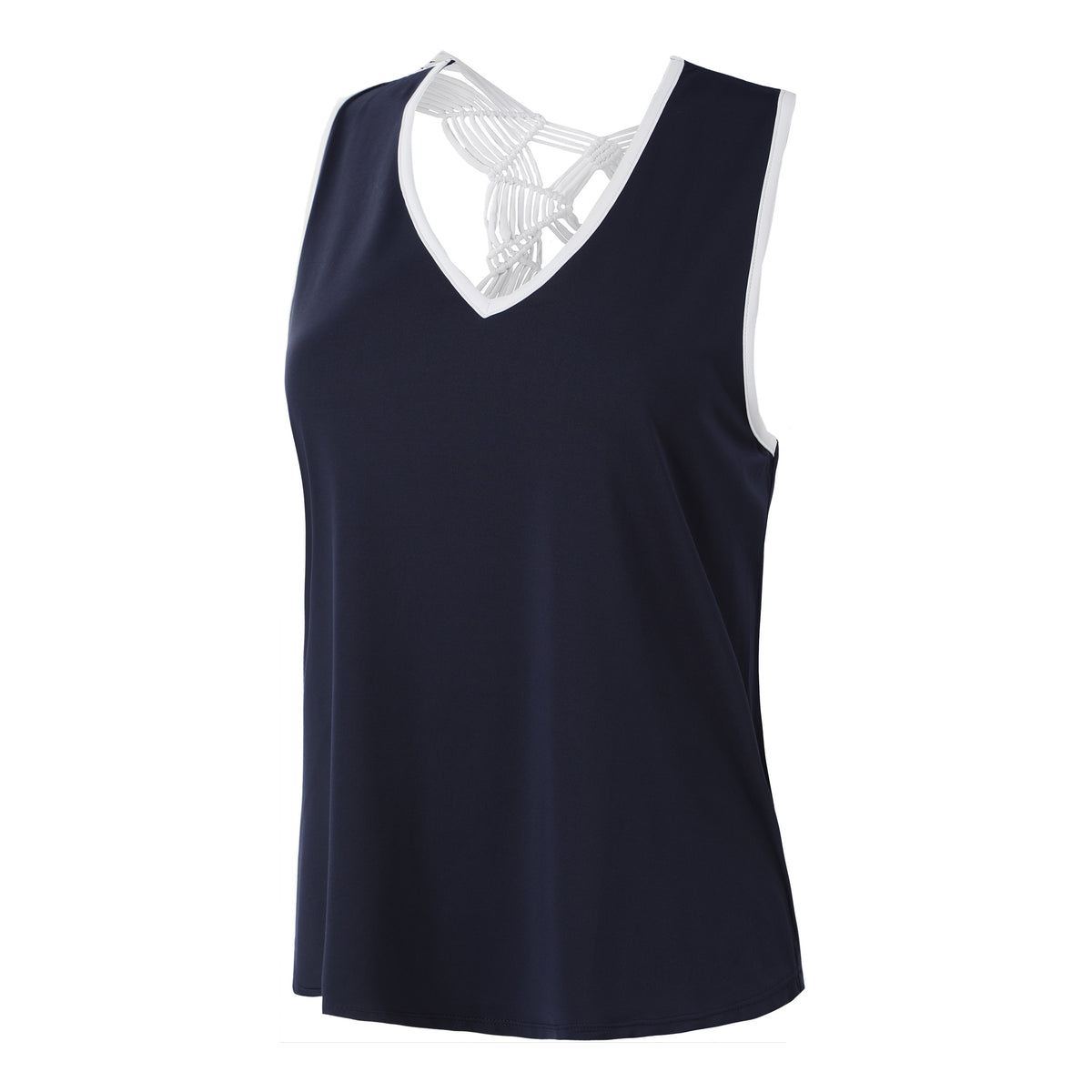 Lucky in Love Macrame Canottiera Donna - blu scuro, bianco