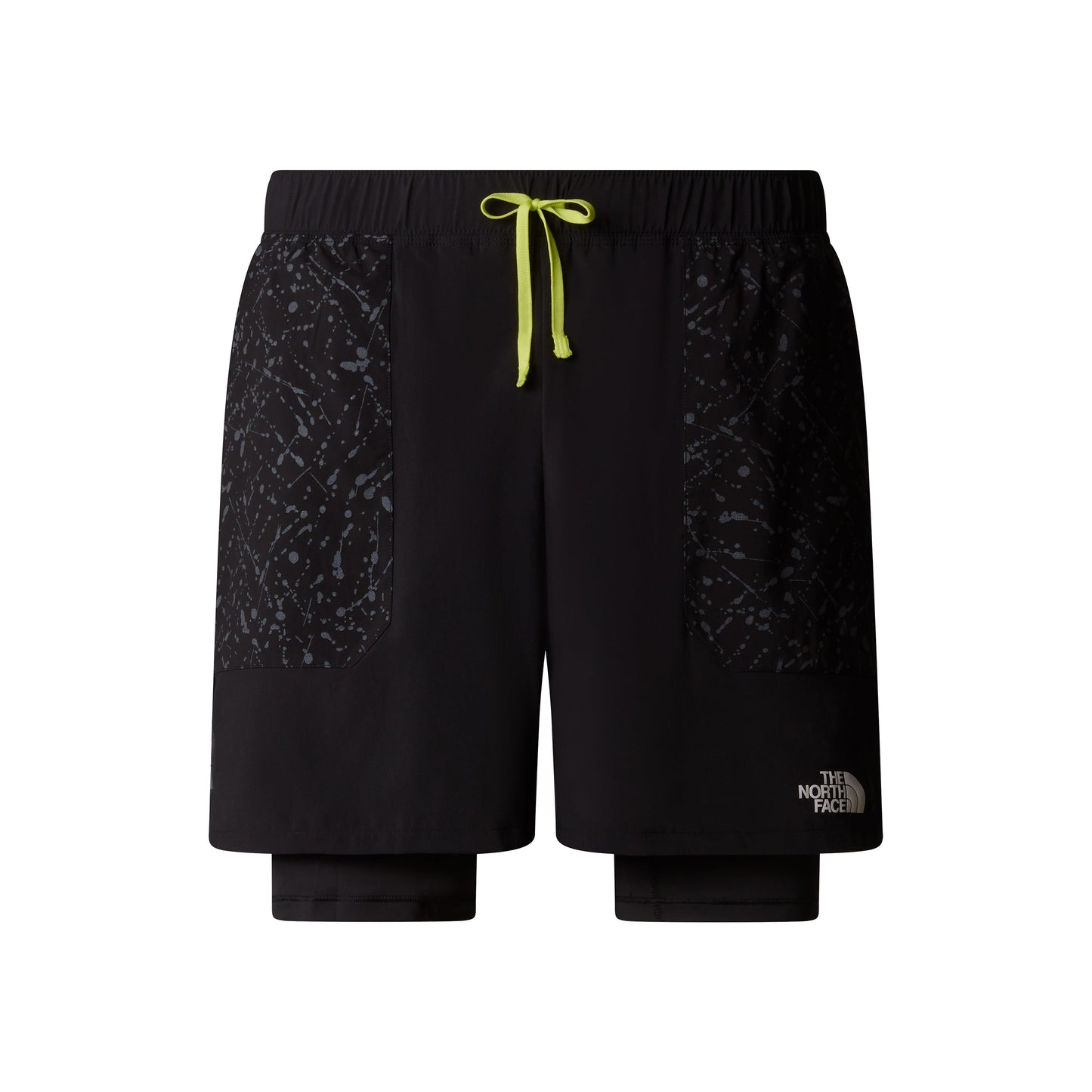 The North Face Sunriser 2in1 6in Pantaloncini Da Corsa Uomini-Nero,Verde Neon
