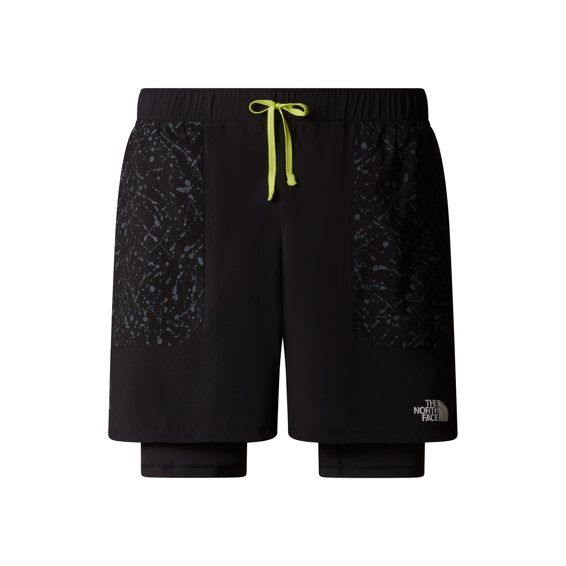 The North Face Sunriser 2in1 6in Pantaloncini Da Corsa Uomini-Nero,Verde Neon