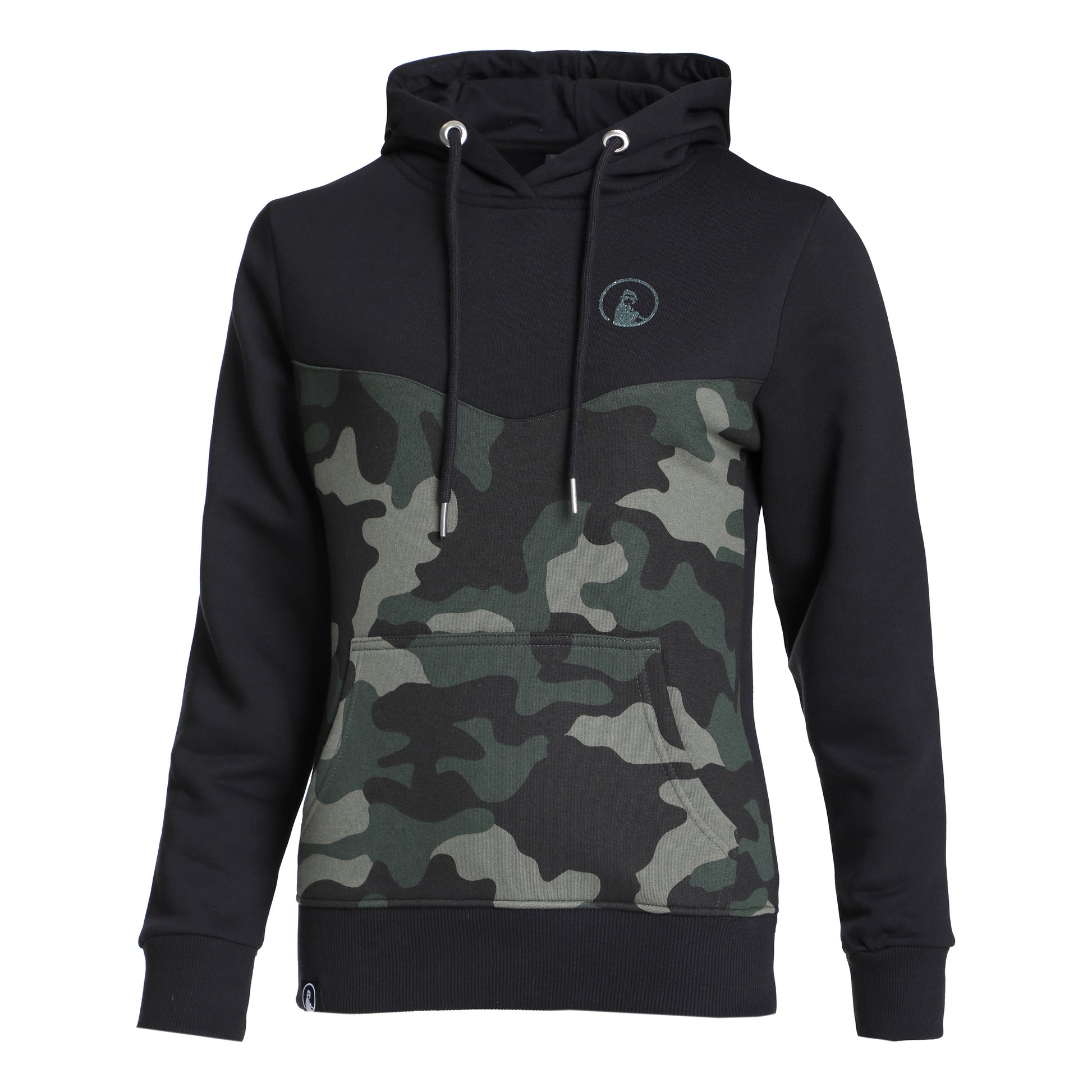 Quiet Please Camou Glitter Felpa con cappuccio Donna - nero, cachi