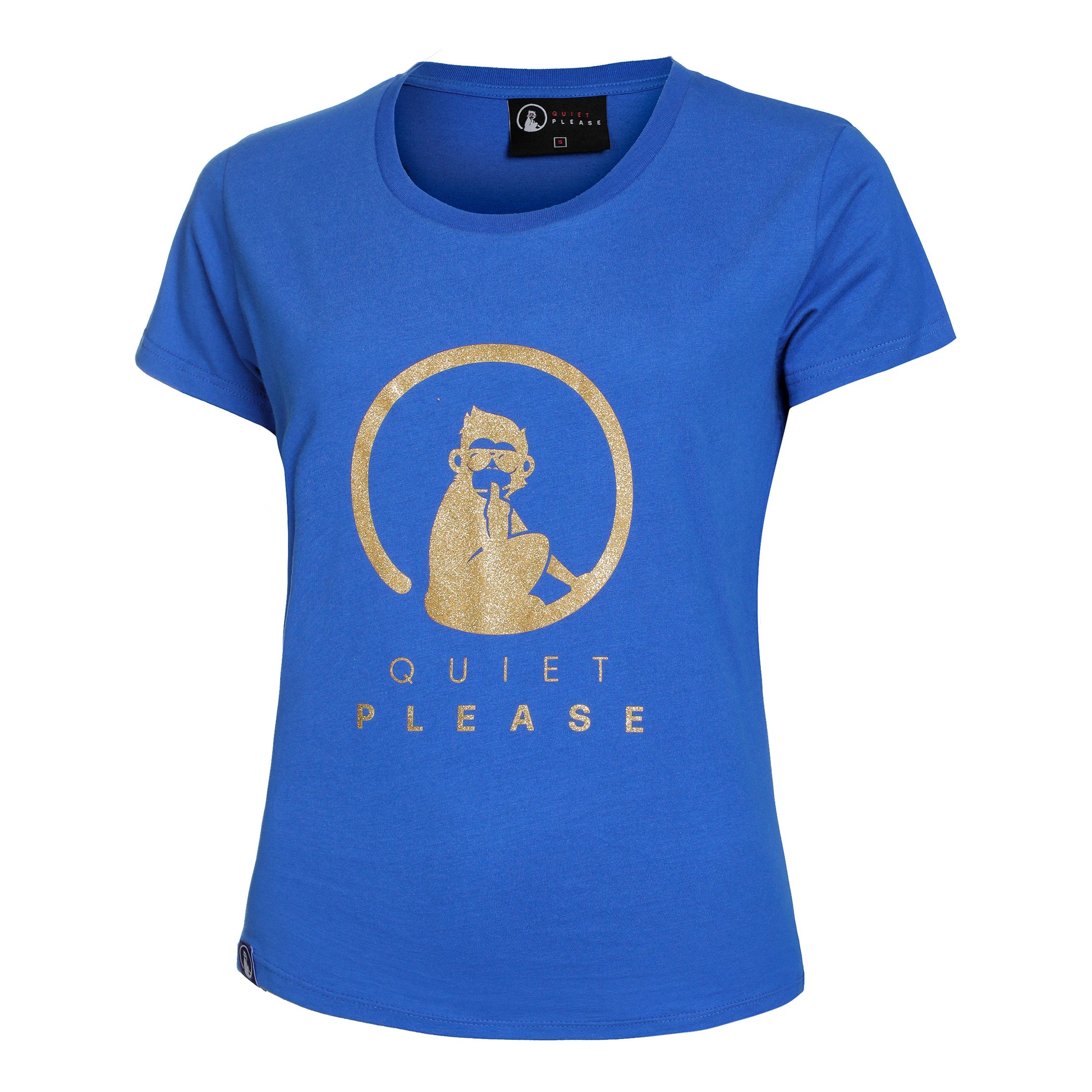 Quiet Please Baseline Logo Maglietta Donna - blu, oro