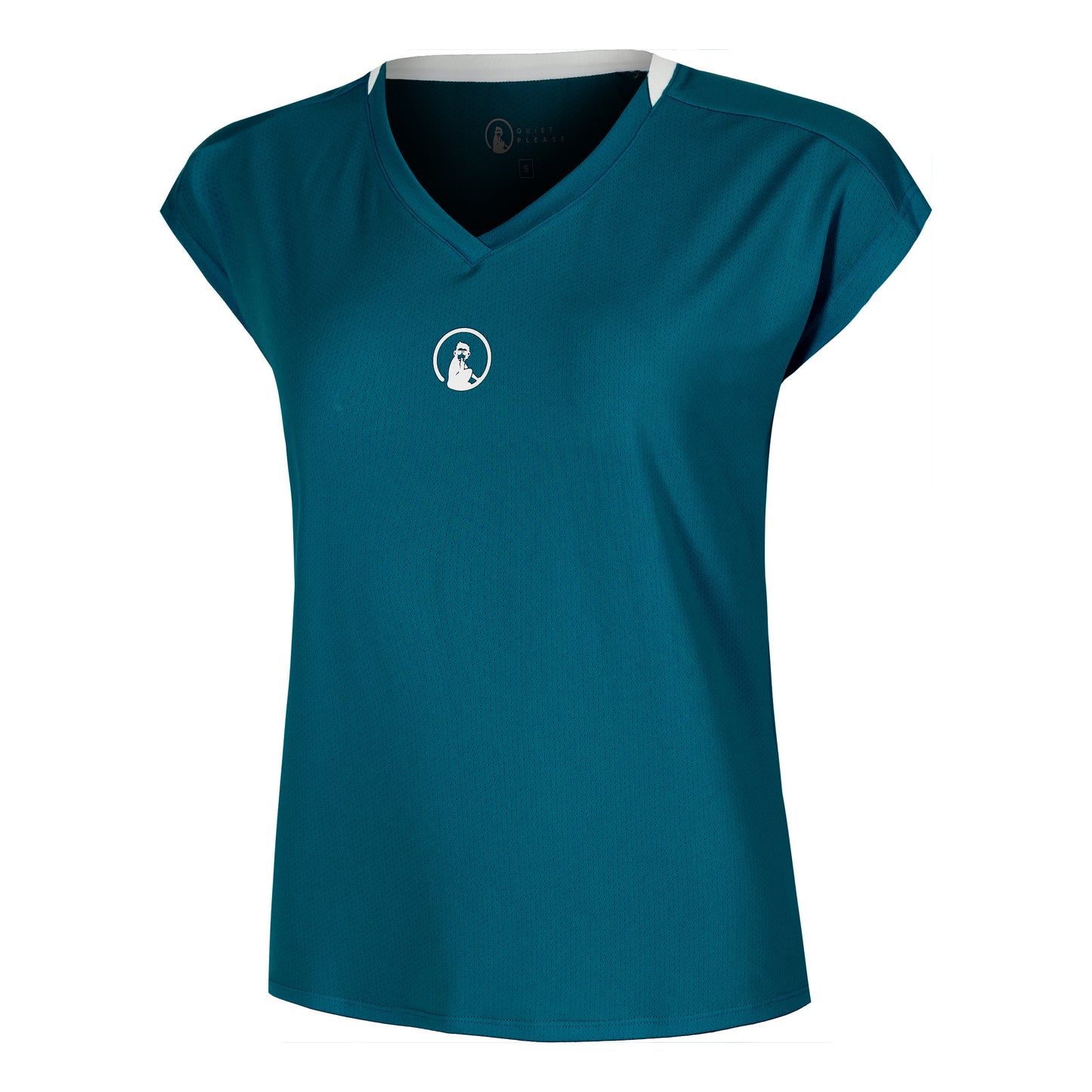 Quiet Please Create Volley Maglietta Donna-Color Petrolio,Bianco