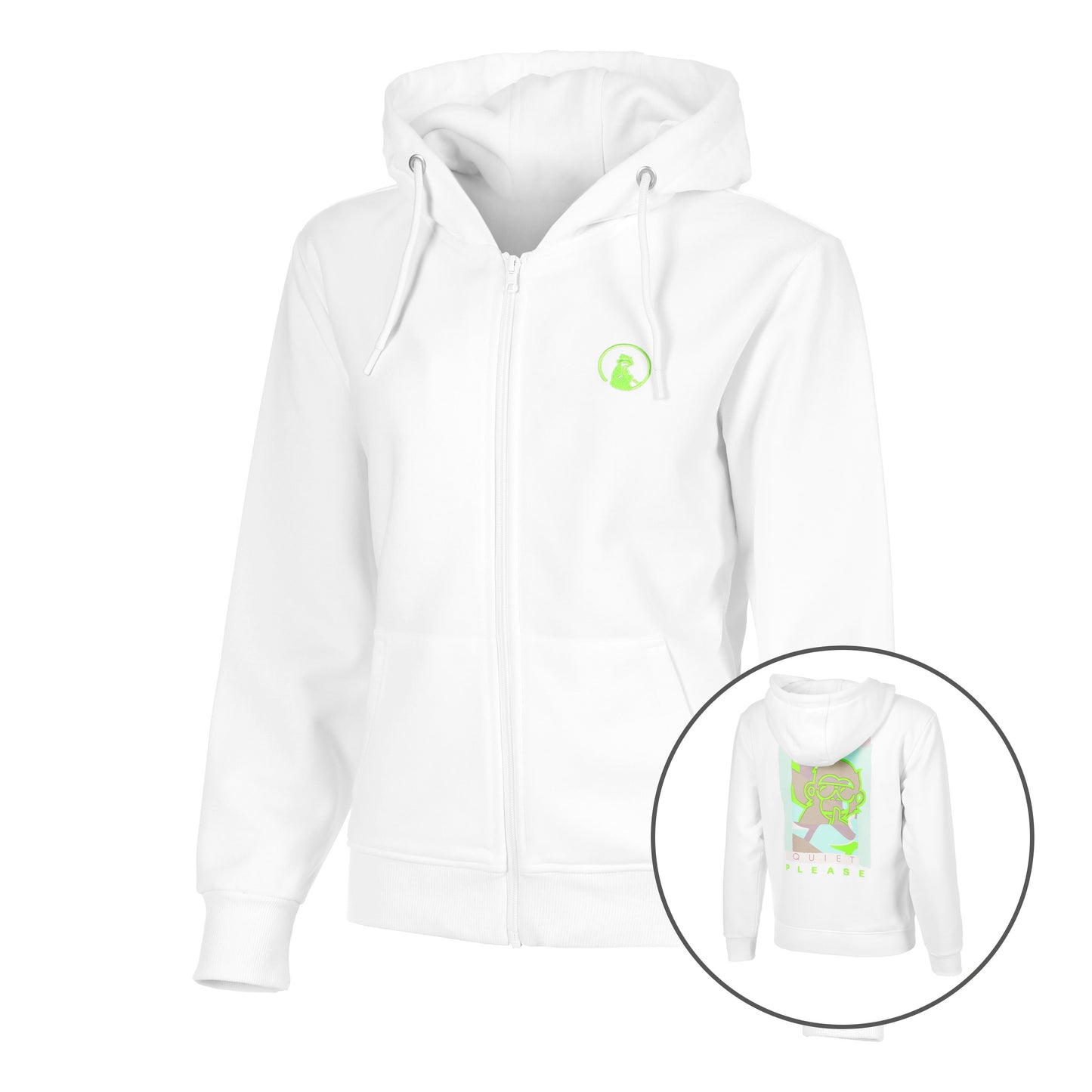 Quiet Please Wild Collage Zip Felpa Donna-Bianco,Multicolore