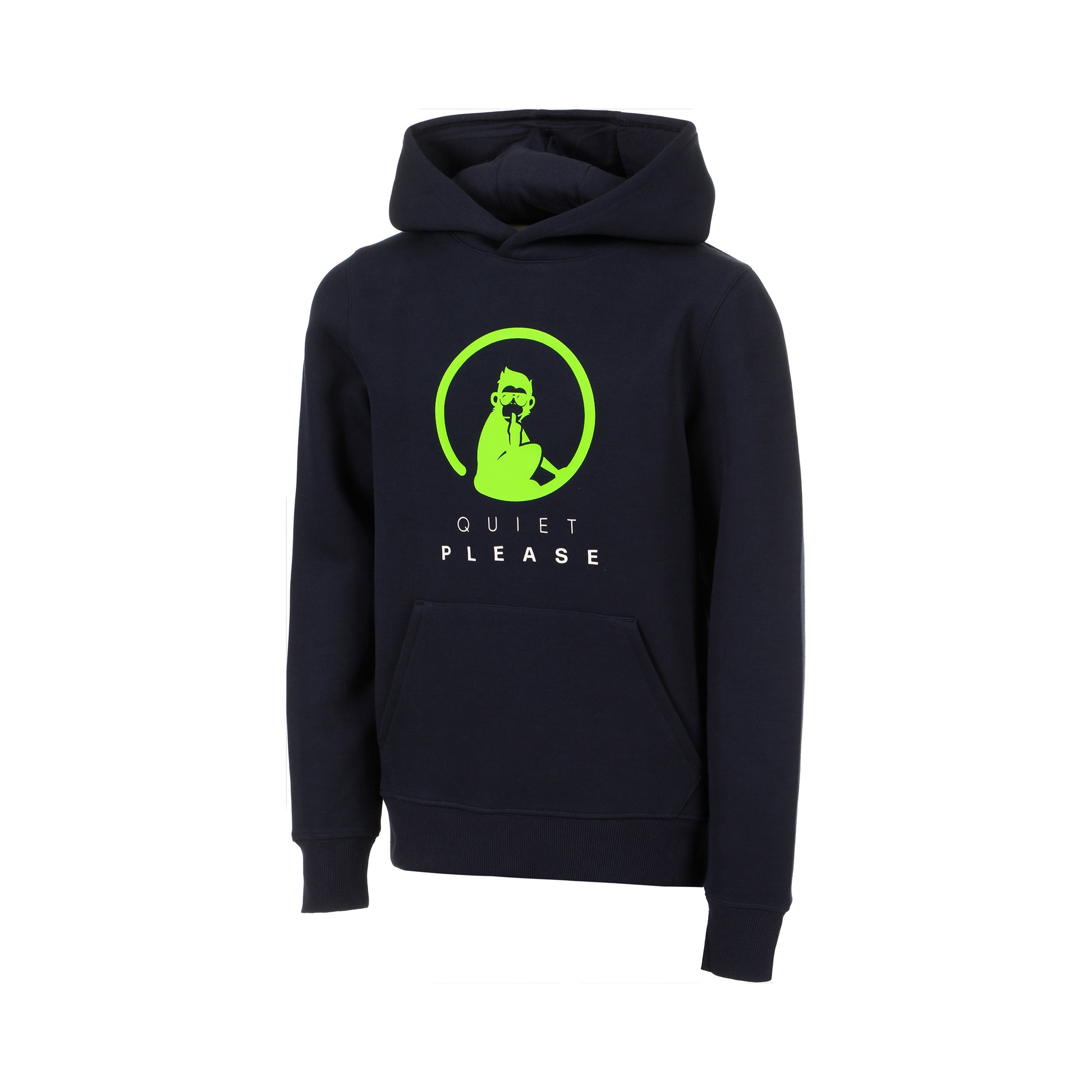 Quiet Please Wild Advantage Logo Felpa Con Cappuccio Ragazzi-Blu Scuro,Verde Neon
