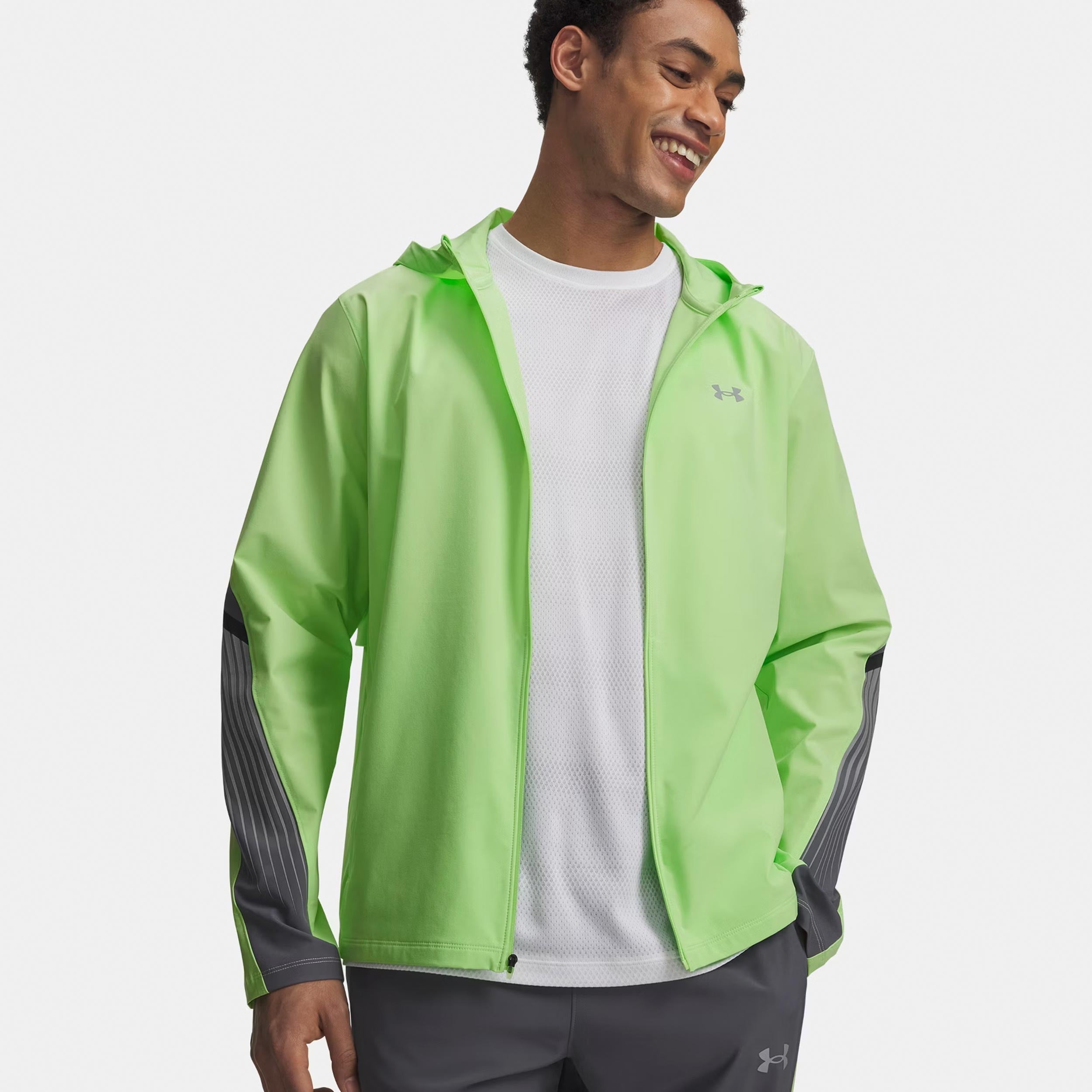 Under Armour Velociti Storm Hooded  Giacca da corsa Uomini-verde neon, grigio scuro