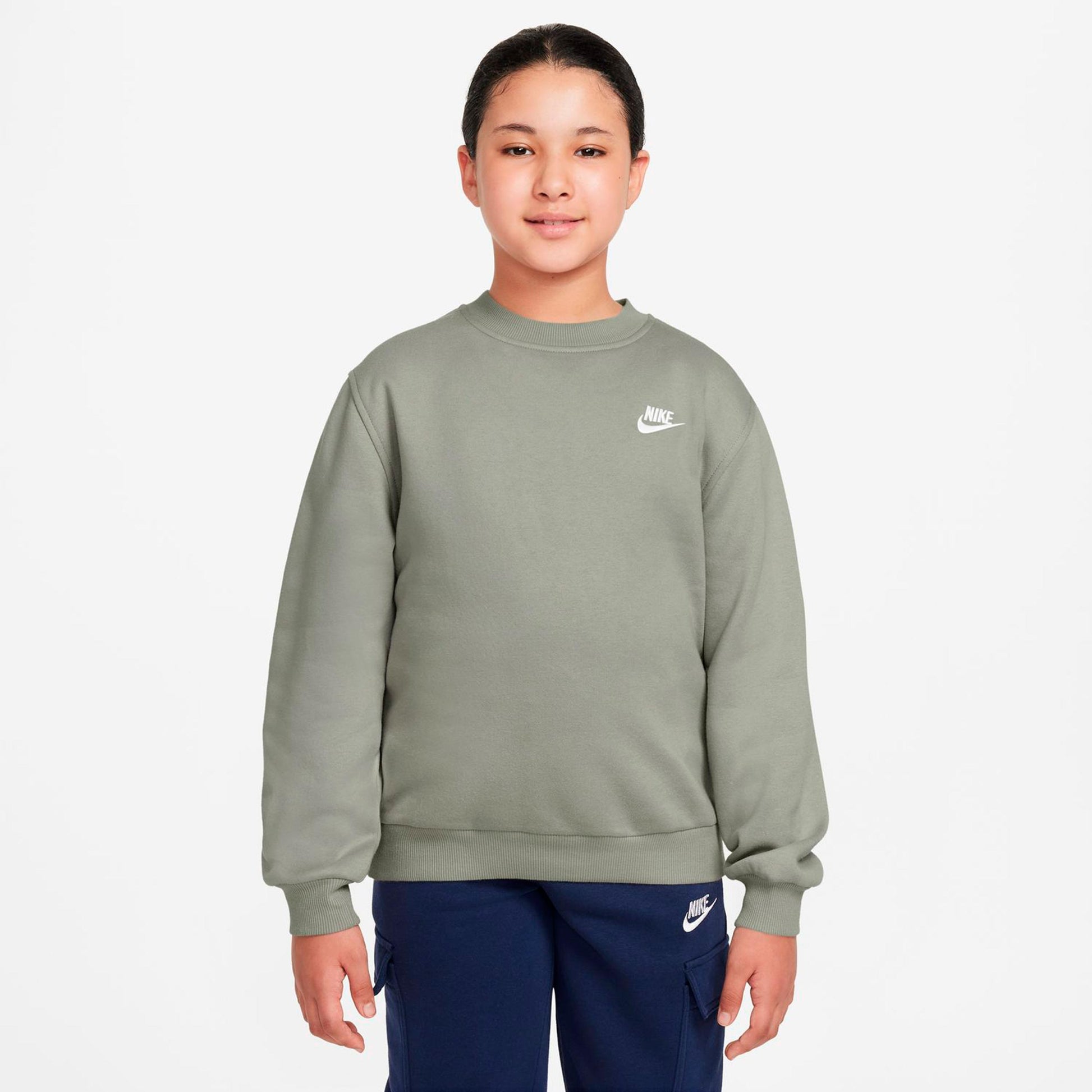 Nike Club Fleece Felpa Bambini - grigio-verde