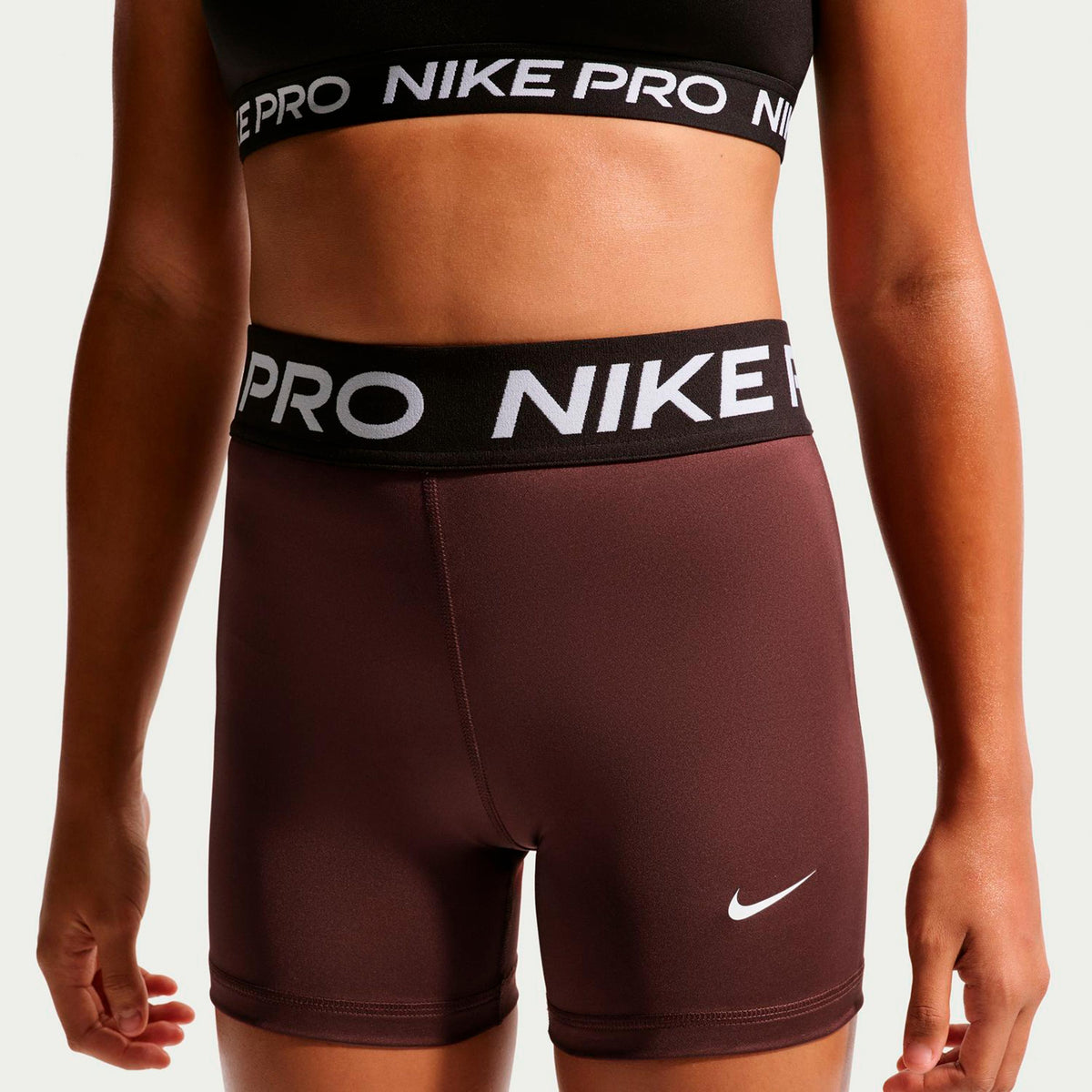 Nike Dri-Fit Big Kids 3in Pantaloncino attillato Ragazze - marrone