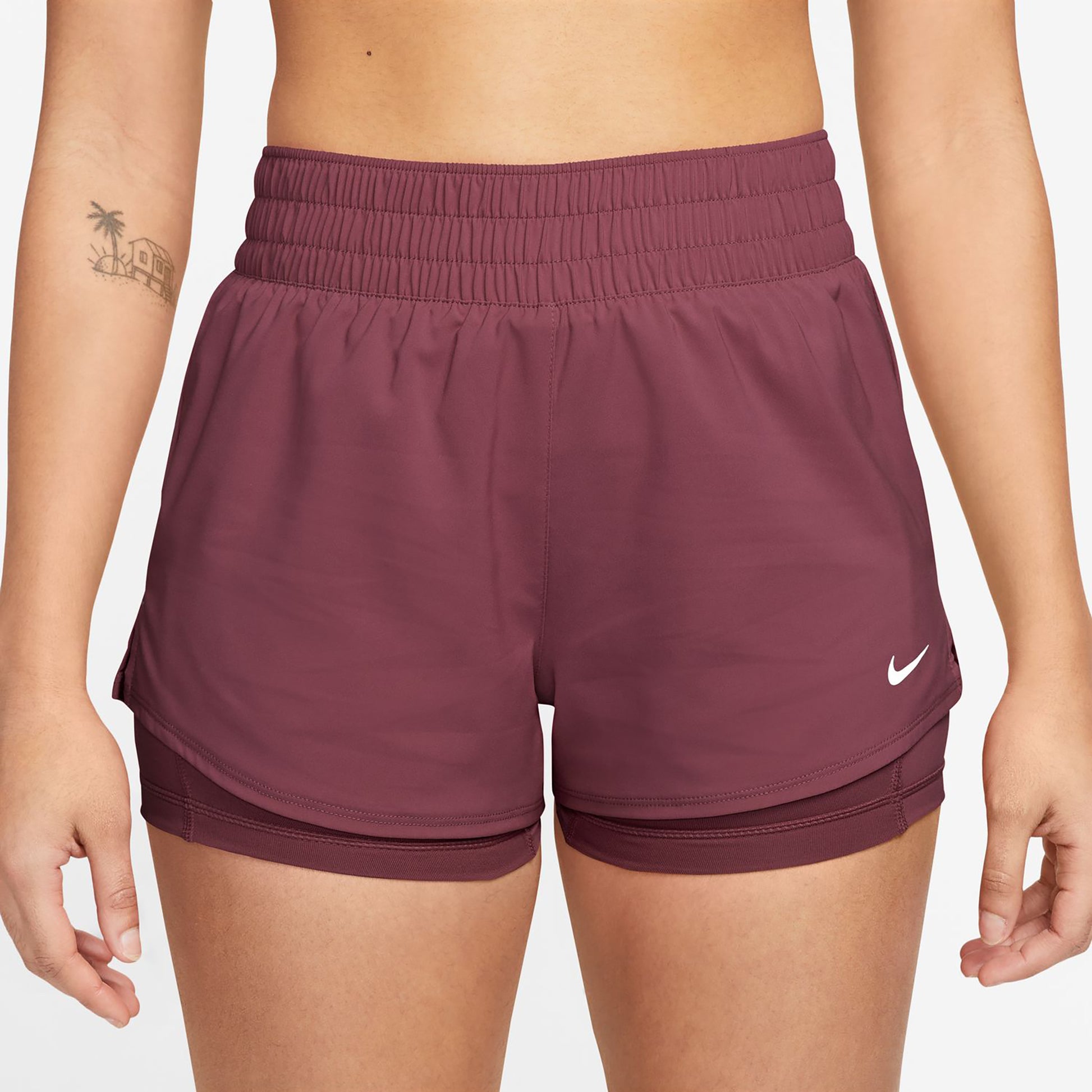 Nike Dri-Fit One Mid Rise 2in1 3in Pantaloncini Donna - malva
