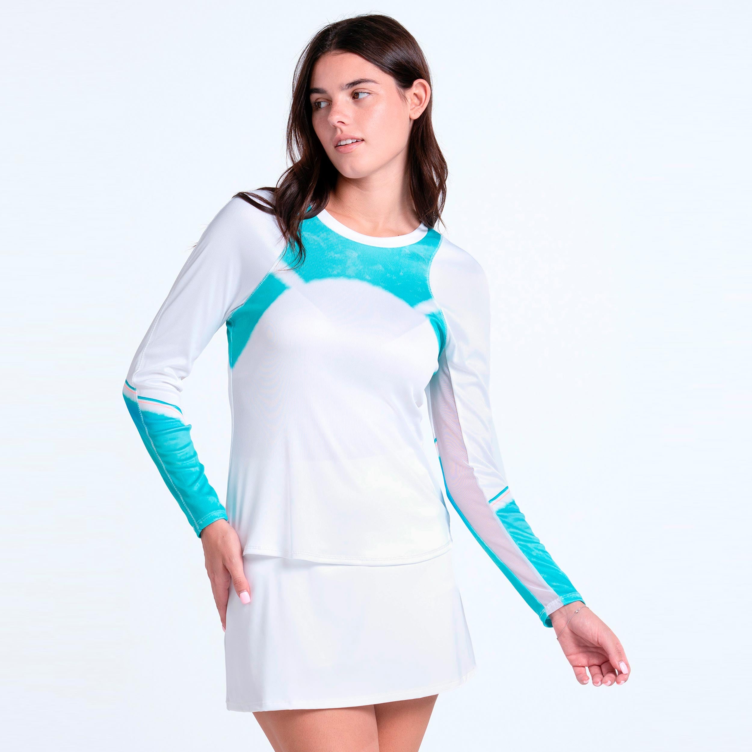 Lucky in Love Sun Beat Manica lunga Donna - bianco, turchese