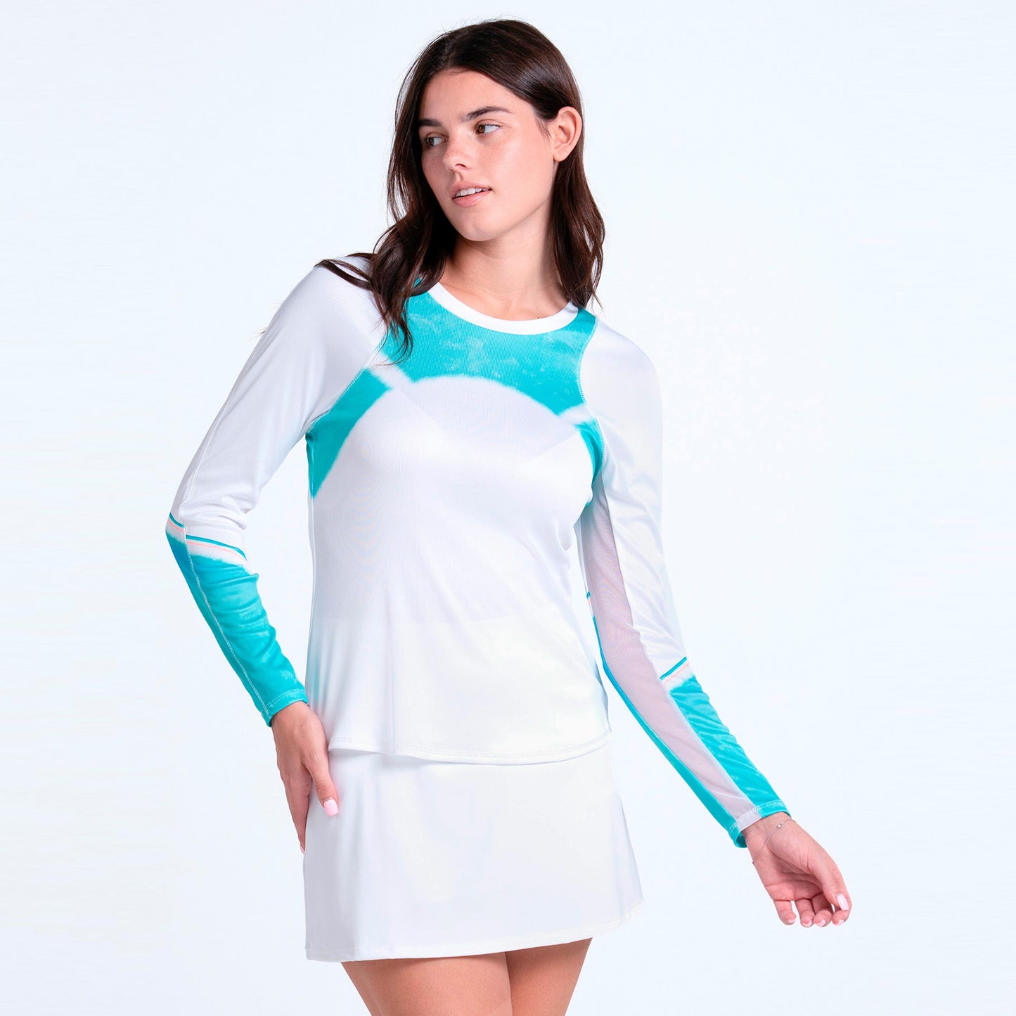 Lucky in Love Sun Beat Manica lunga Donna - bianco, turchese