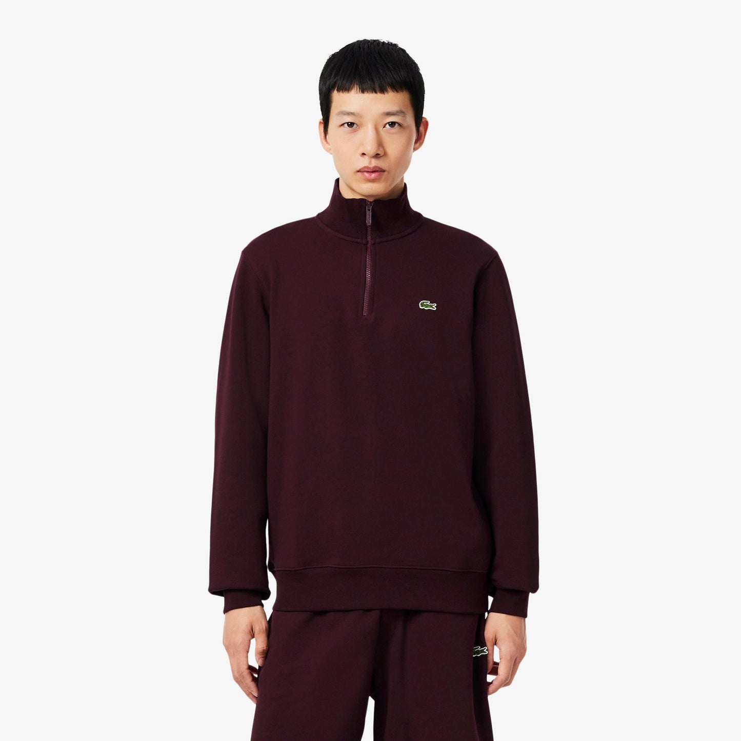 Lacoste High Neck Felpa Uomini - rosso scuro