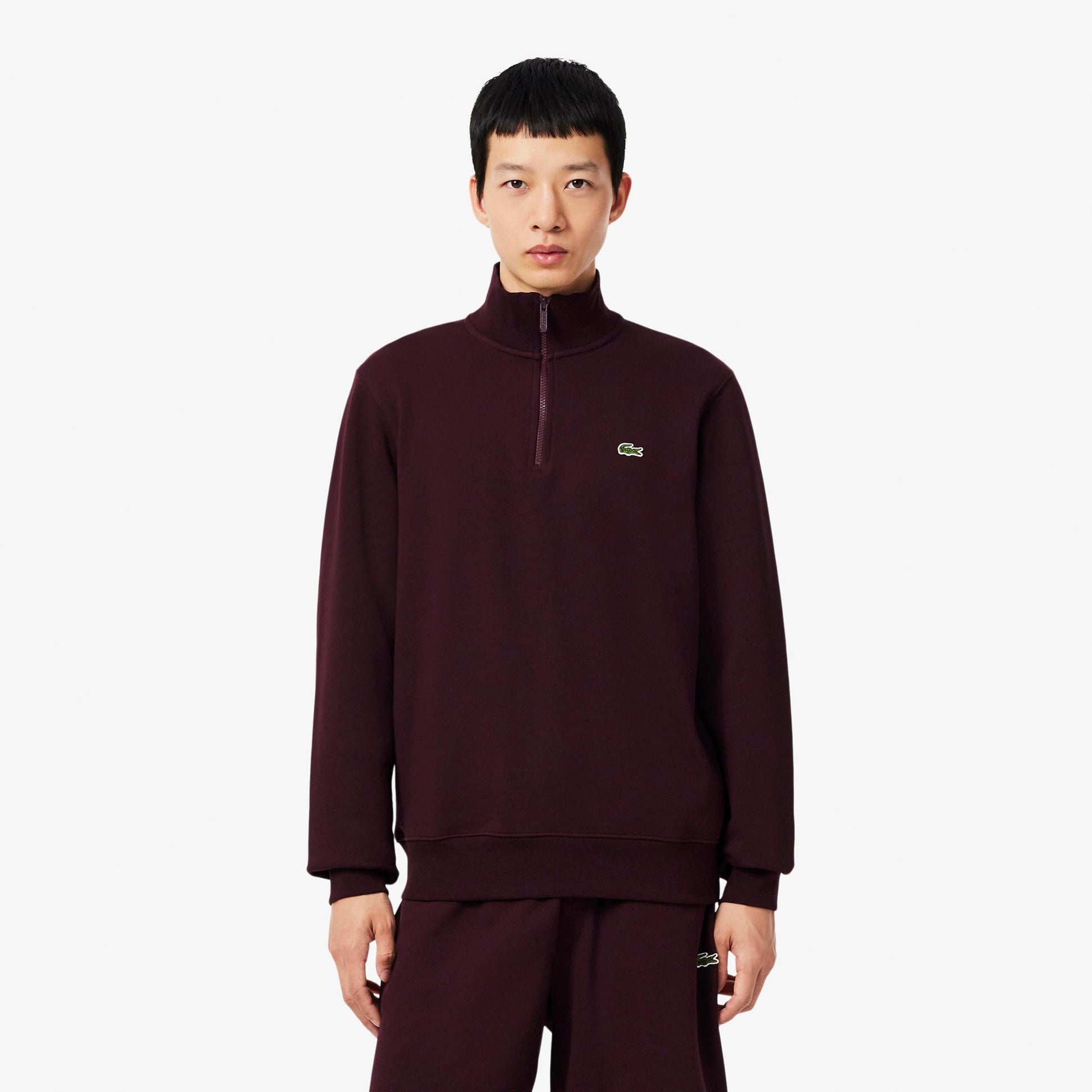 Lacoste High Neck Felpa Uomini - rosso scuro