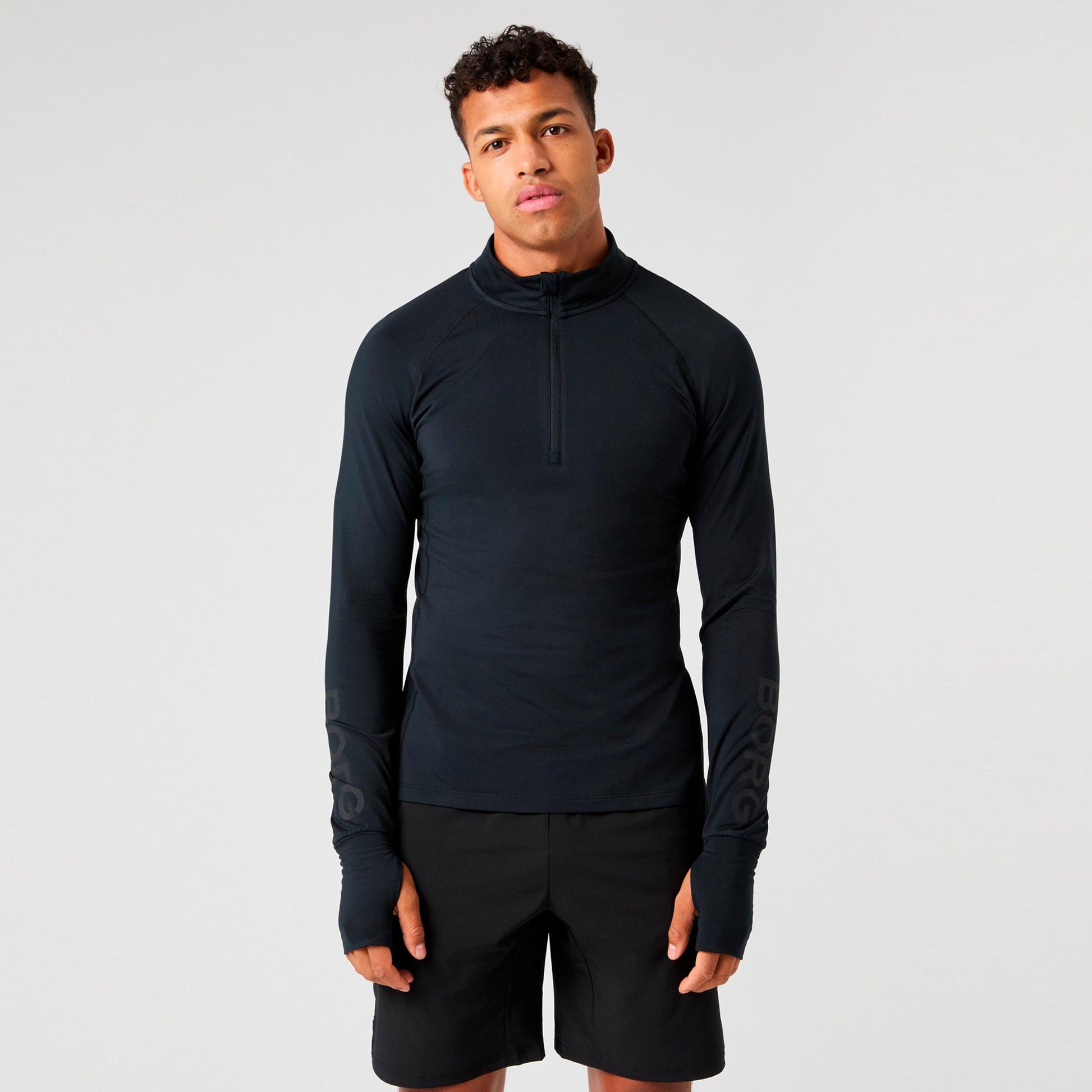 Björn Borg Midlayer Half Zip Manica lunga Uomini - nero, nero