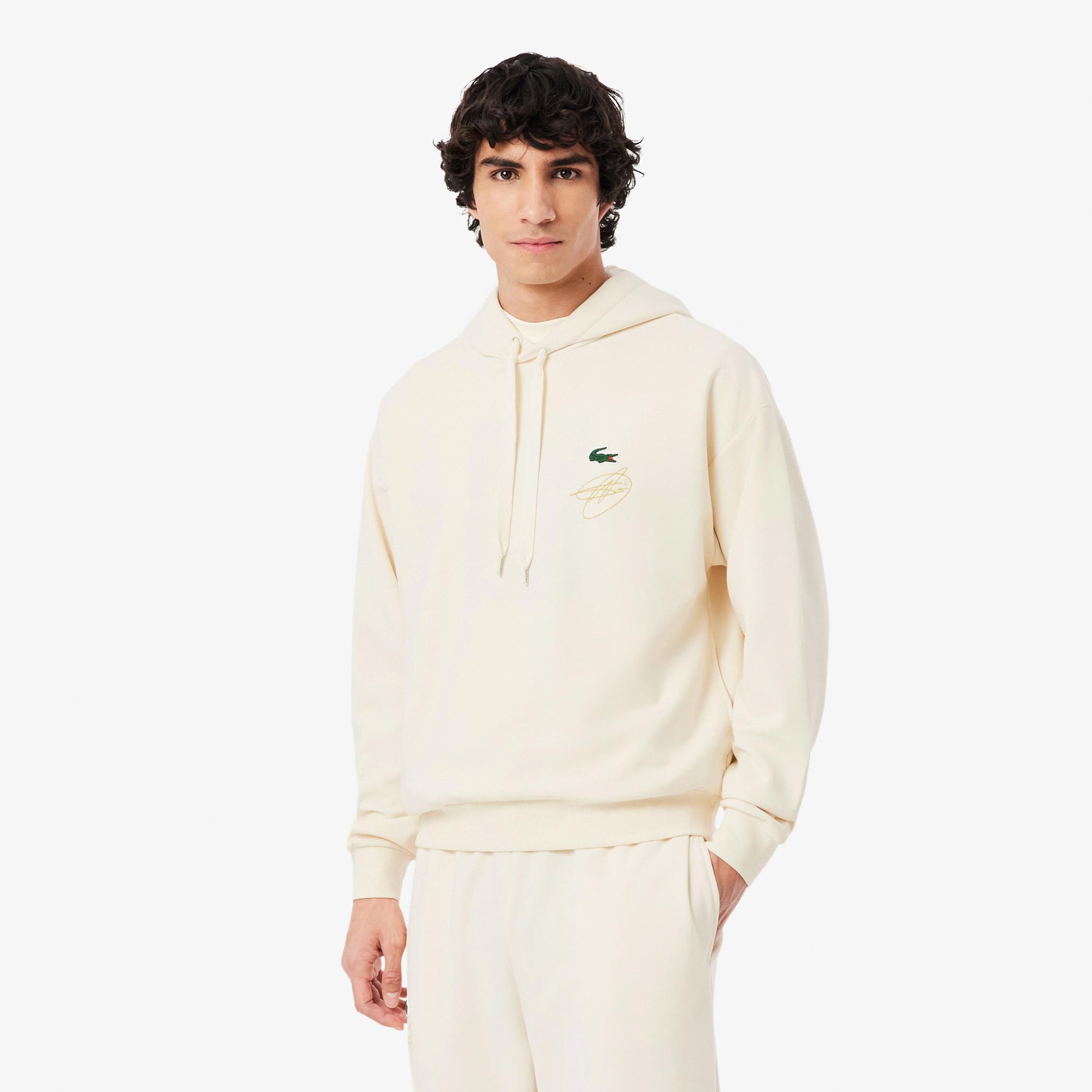Lacoste Signature Felpa Uomini - bianco, multicolore