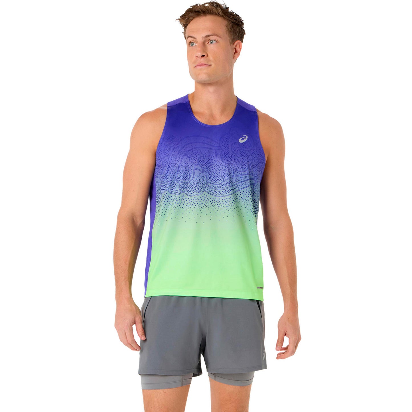 ASICS Road Fade Camicia da corsa Uomini-blu, verde