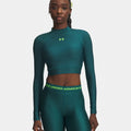 HeatGear Crop Mock Manica lunga Donna-verde, verde