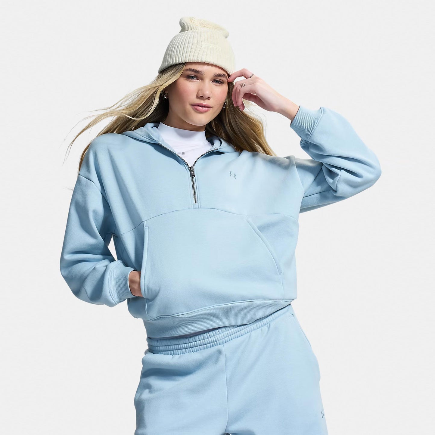 Under Armour Icon Fleece Halfzip Felpa con cappuccio Donna - blu, grigio-blu