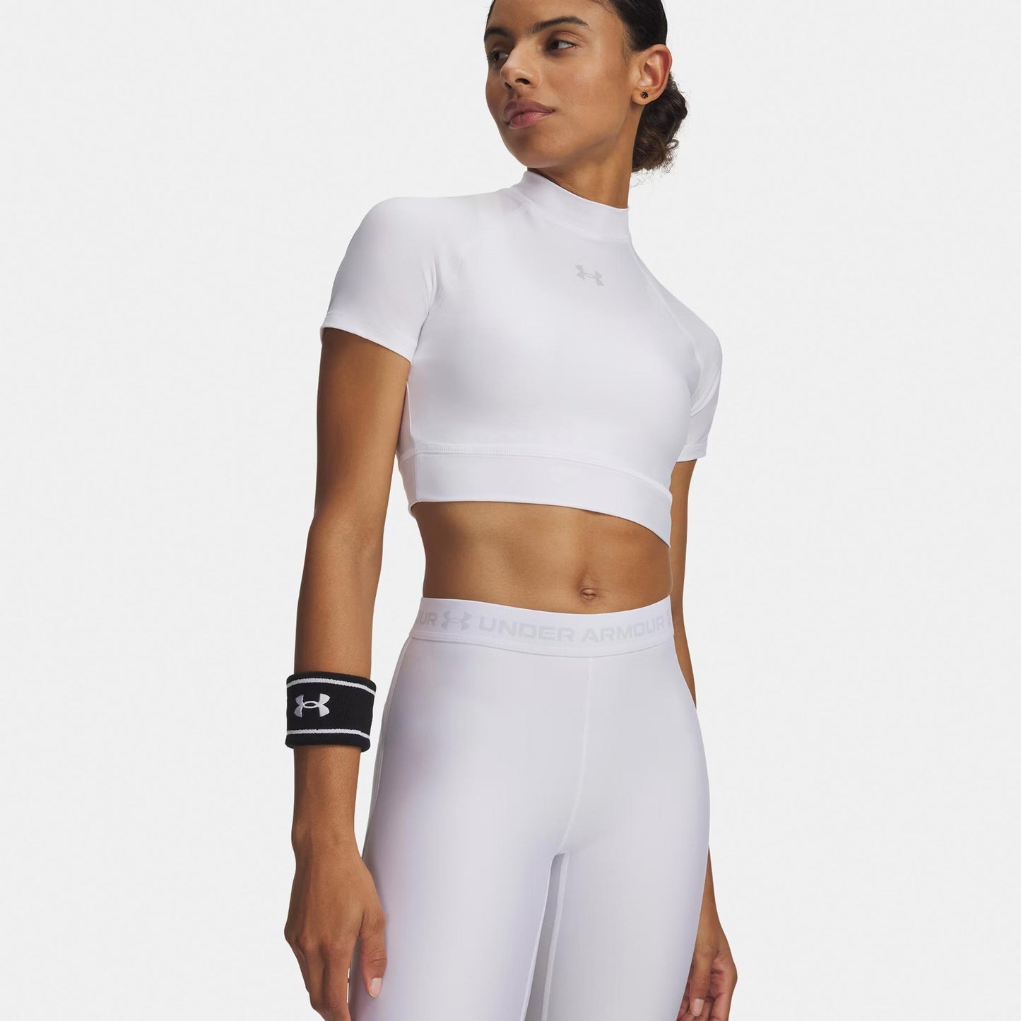 Under Armour HeatGear Crop Maglietta Donna-bianco, grigio