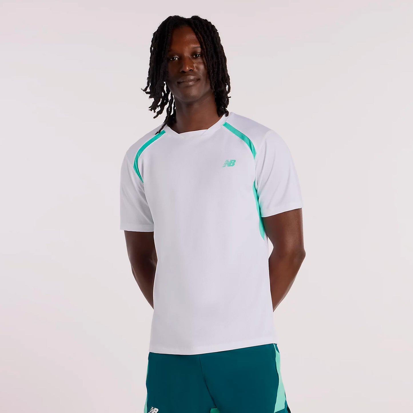 New Balance Tournament Novelty Maglietta Uomini-bianco, verde