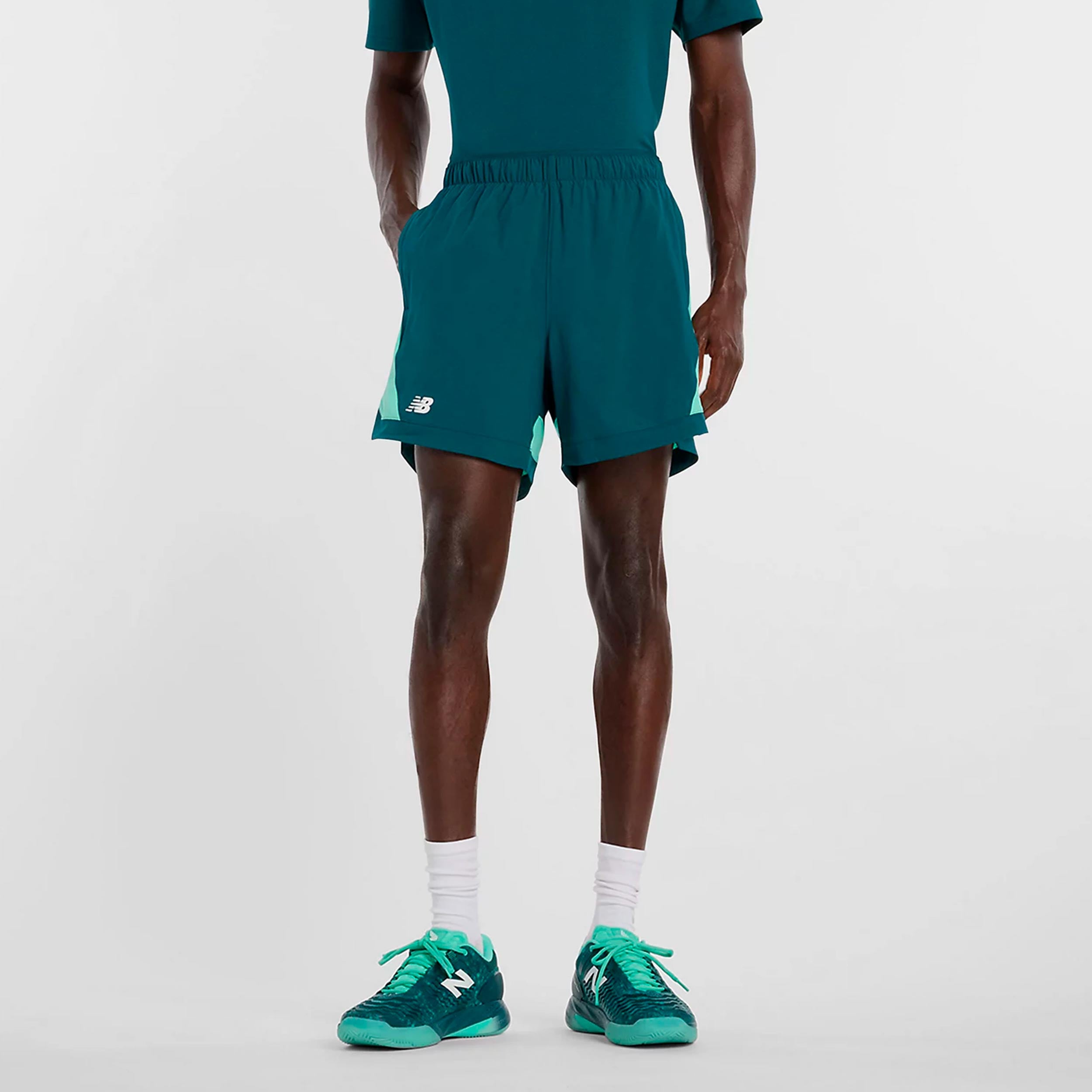 New Balance Tournament Novelty Pantaloncini Uomini-color petrolio, bianco
