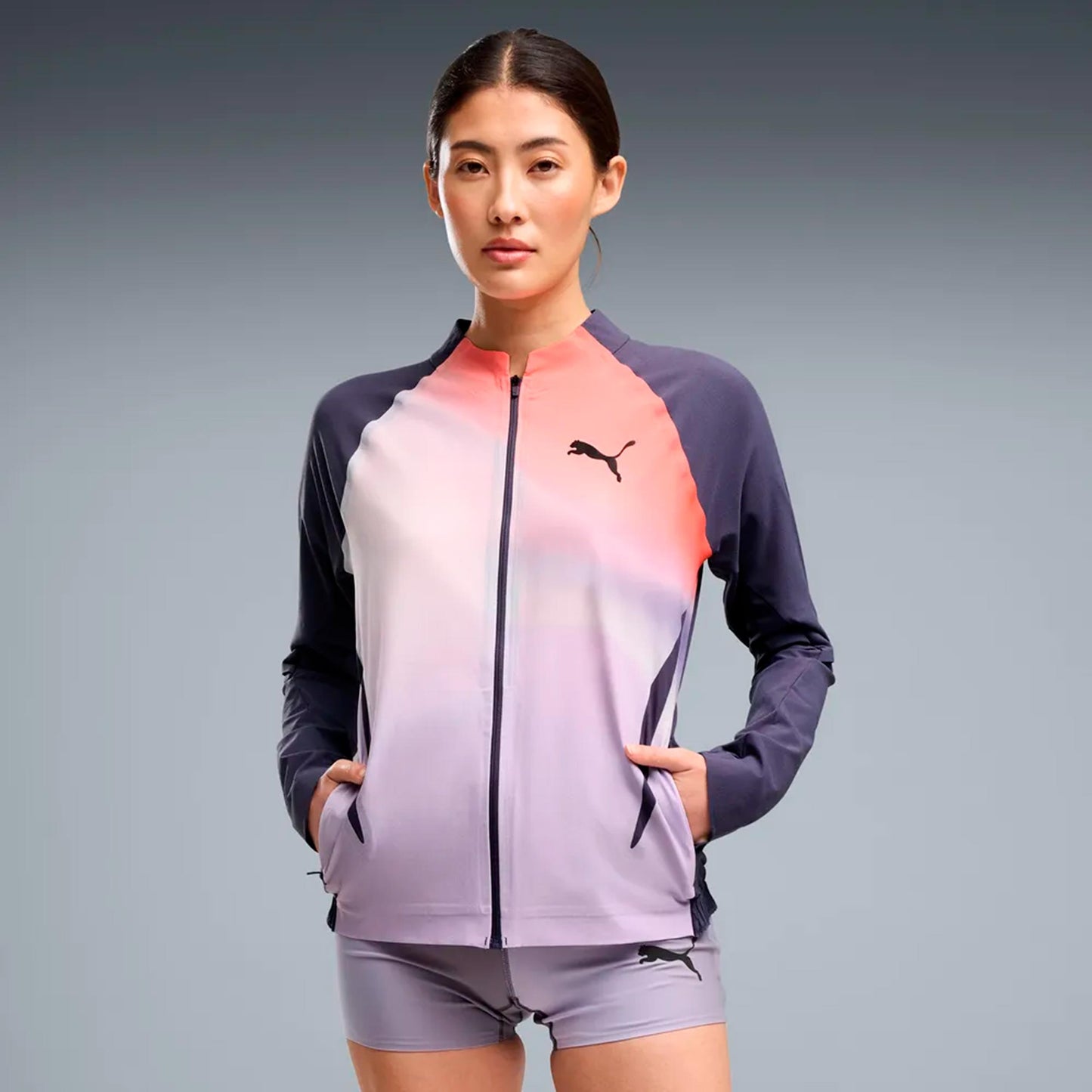 Puma Lightspeed Ultraweave Graphic  Giacca da corsa Donna - grigio, arancione