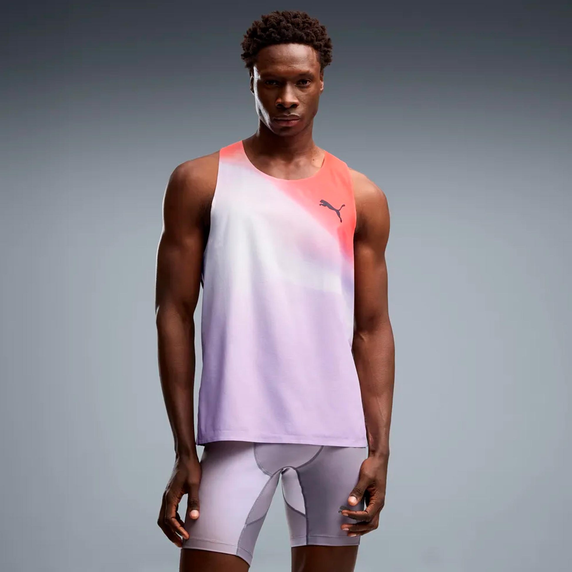 Puma Lightspeed Ultraweave Graphic  Camicia da corsa Uomini - grigio chiaro, arancione