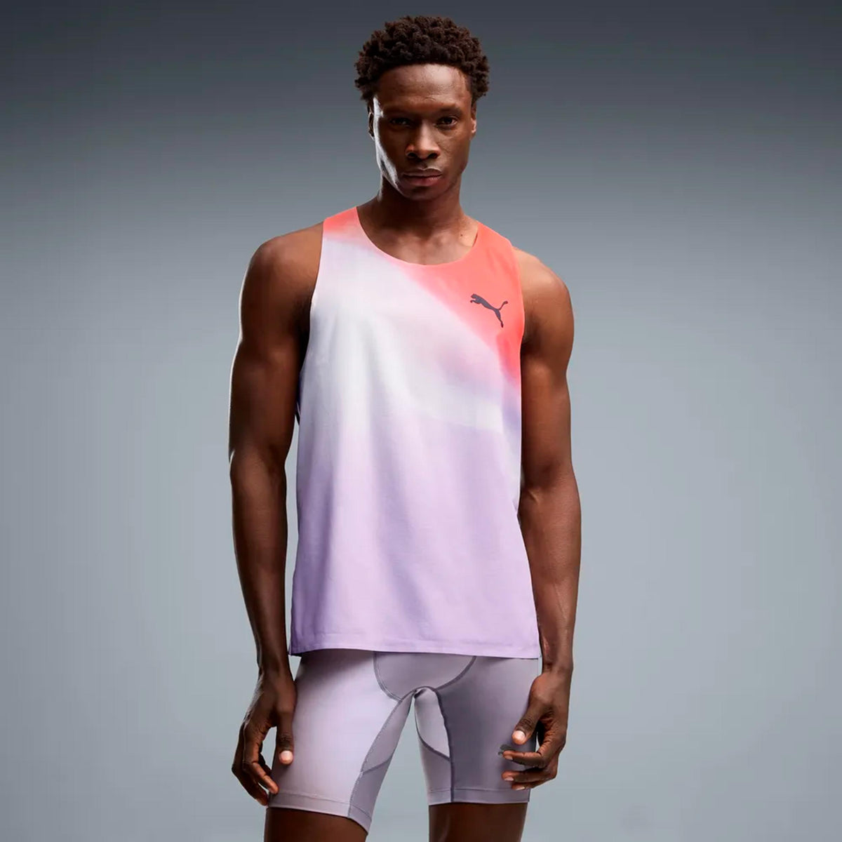 Puma Lightspeed Ultraweave Graphic  Camicia da corsa Uomini - grigio chiaro, arancione