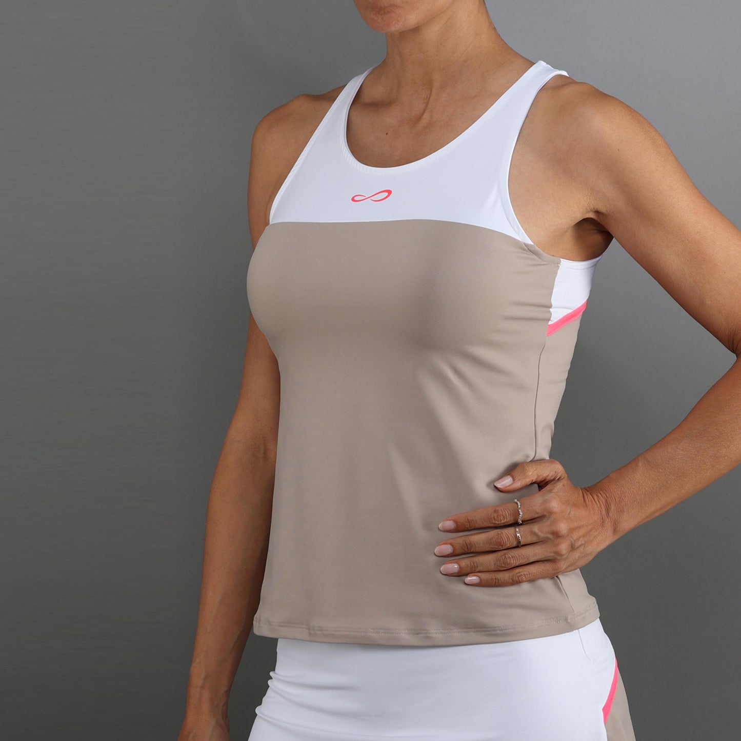 Endless Bloom Canottiera Donna-beige, bianco