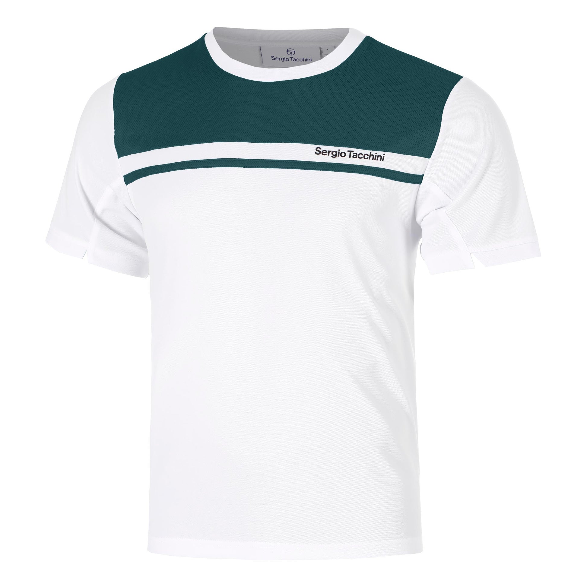 Sergio Tacchini Riflesso PL Maglietta Uomini - bianco, color petrolio