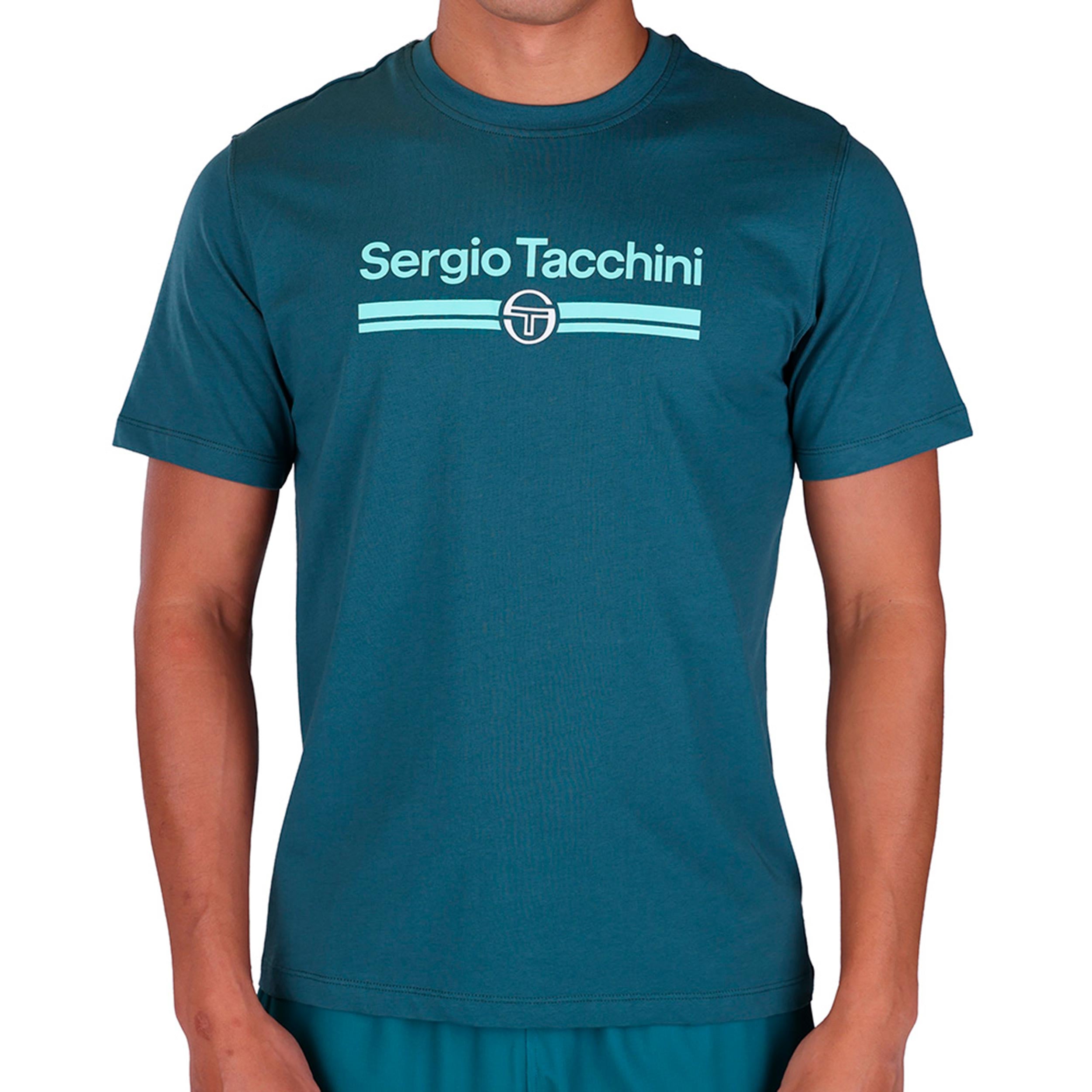 Sergio Tacchini Marchio Co Maglietta Uomini - verde scuro, bianco