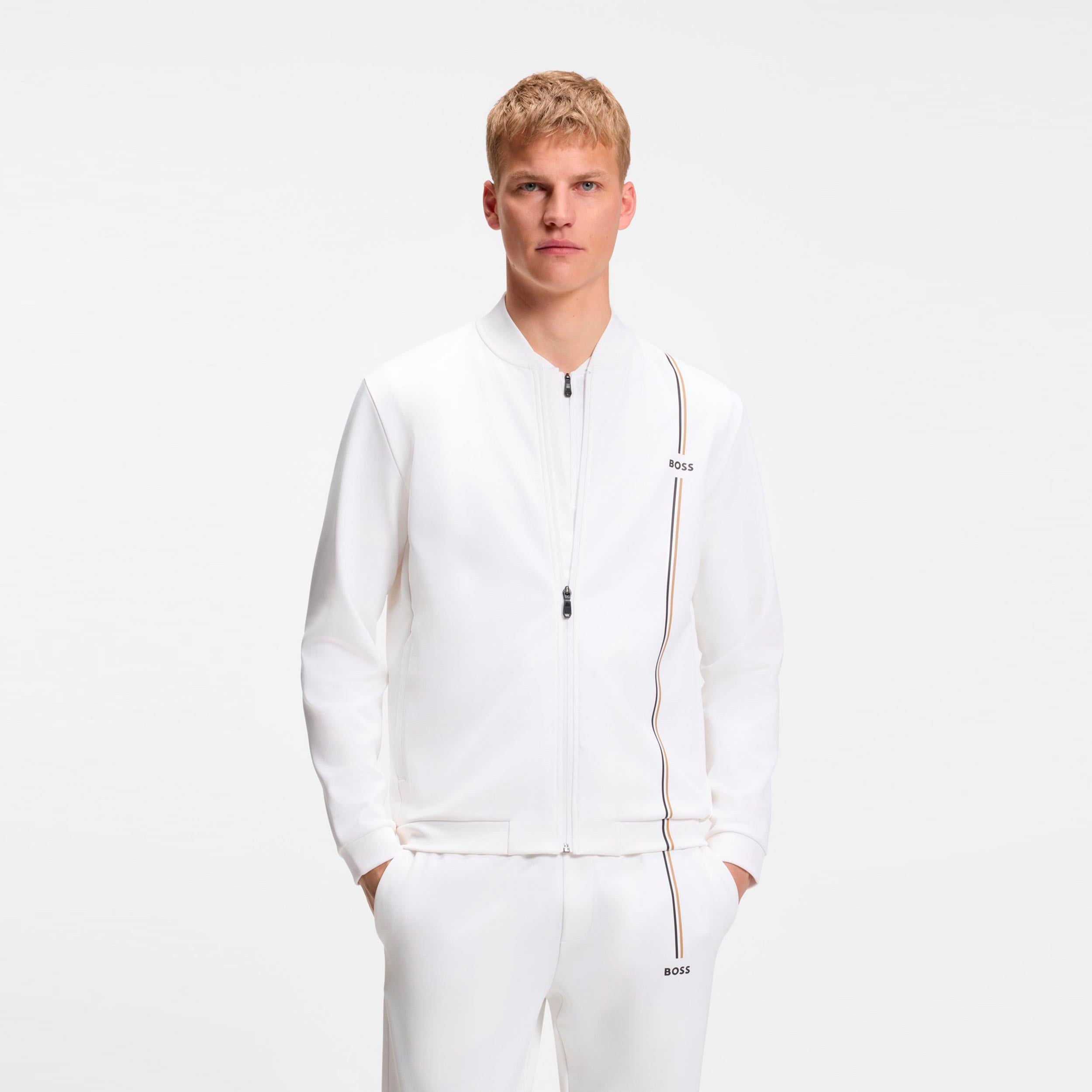 BOSS Game Full Zip Felpa Uomini - bianco