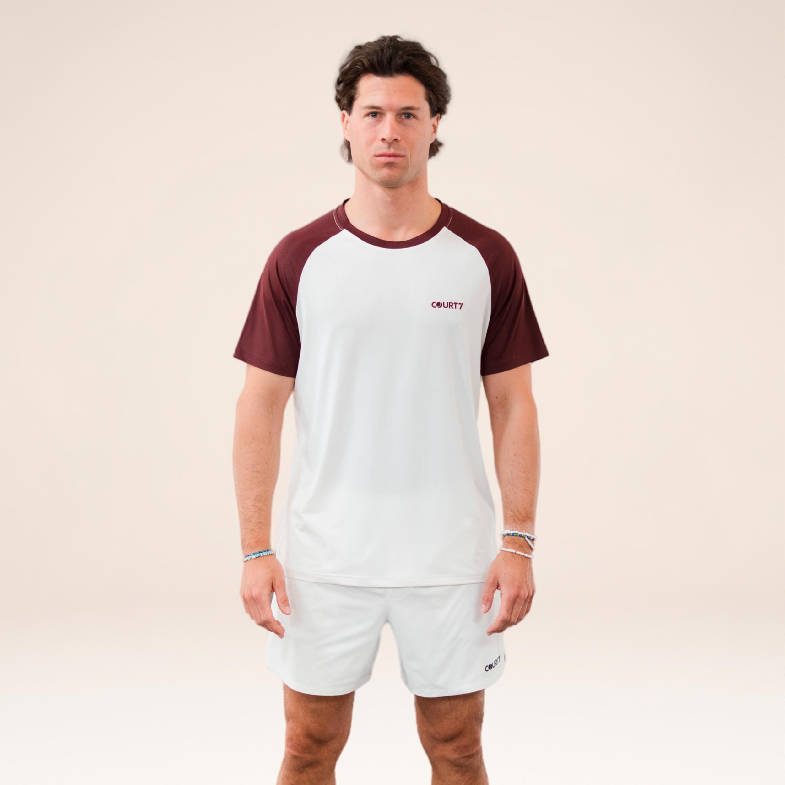 COURT7 Performance Raglan Contrast Maglietta Uomini - bianco sporco, rosso