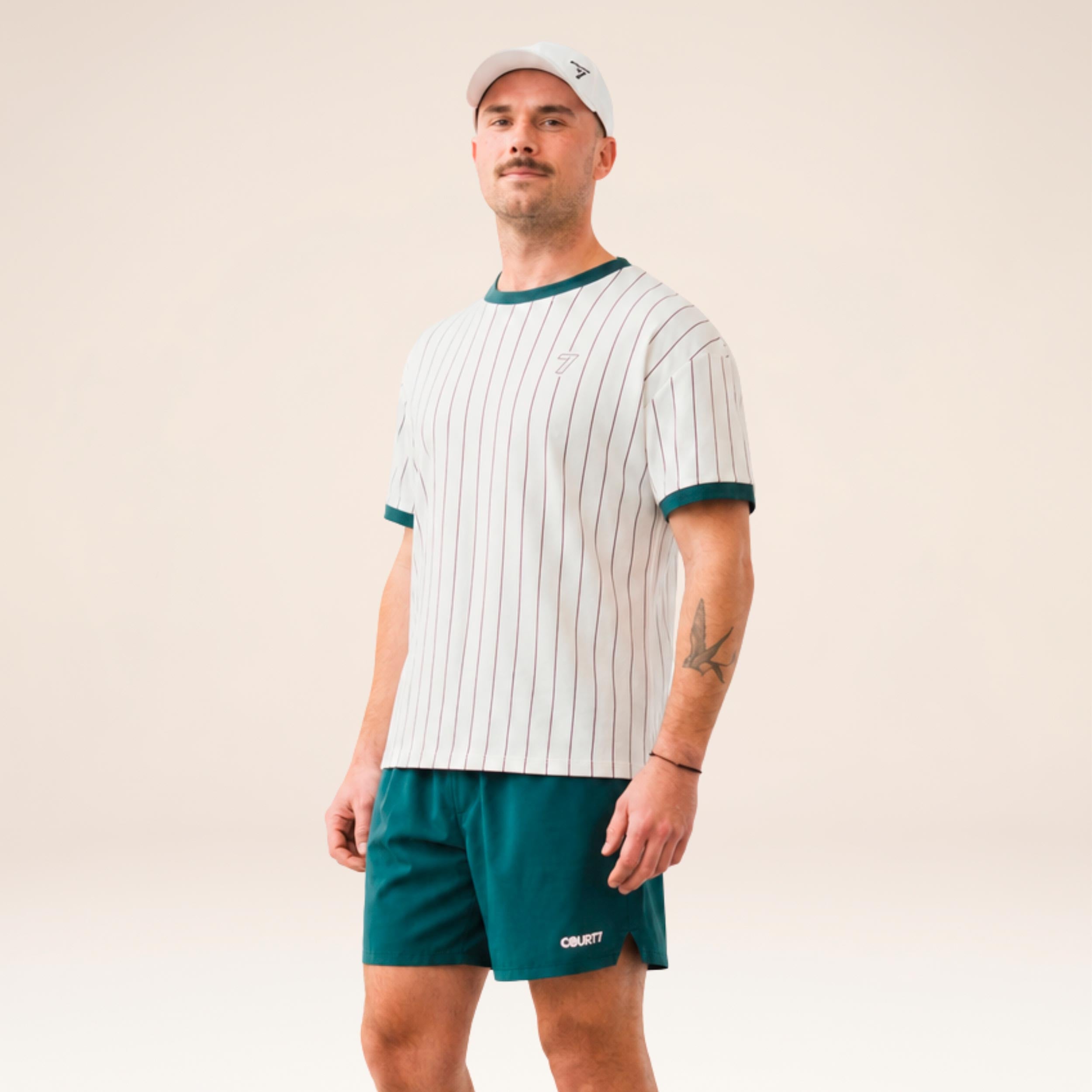 COURT7 AD-IN Stripes 2.0 Maglietta Unisex - bianco sporco, verde scuro