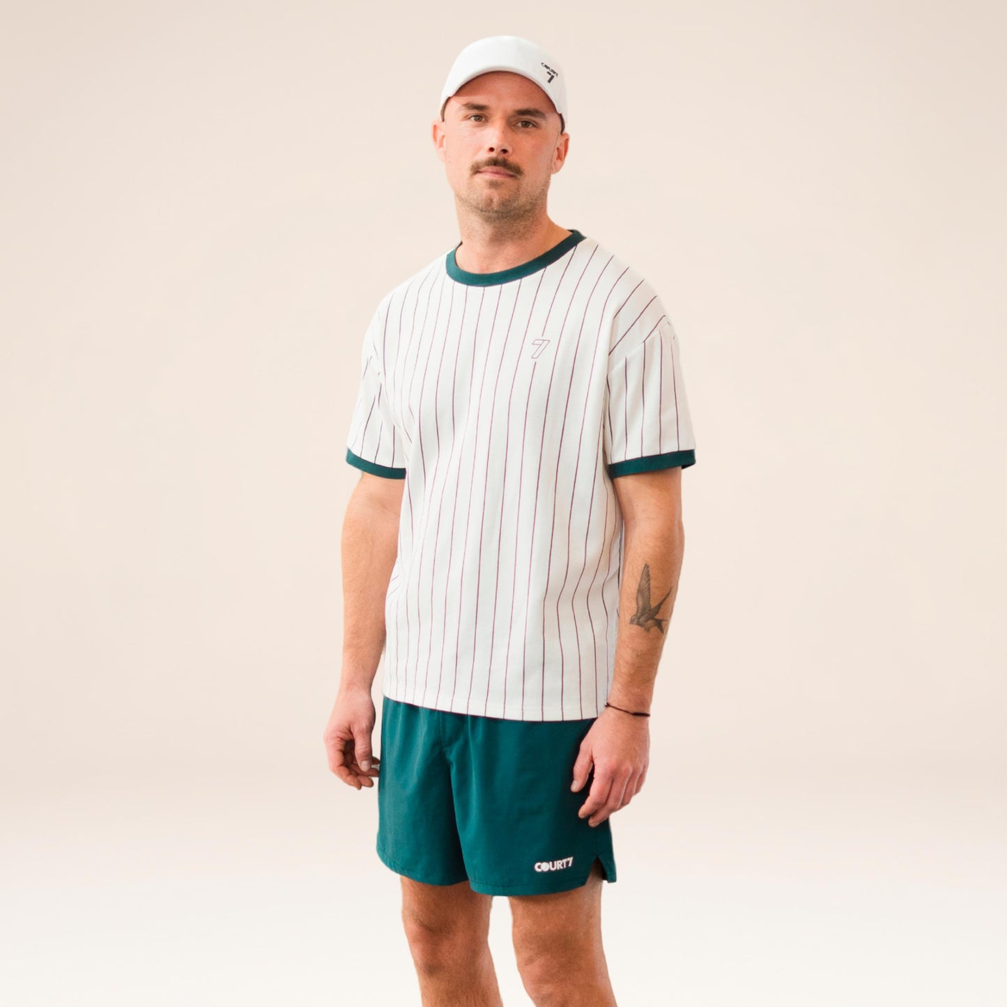 COURT7 AD-IN Stripes 2.0 Maglietta Unisex - bianco sporco, verde scuro