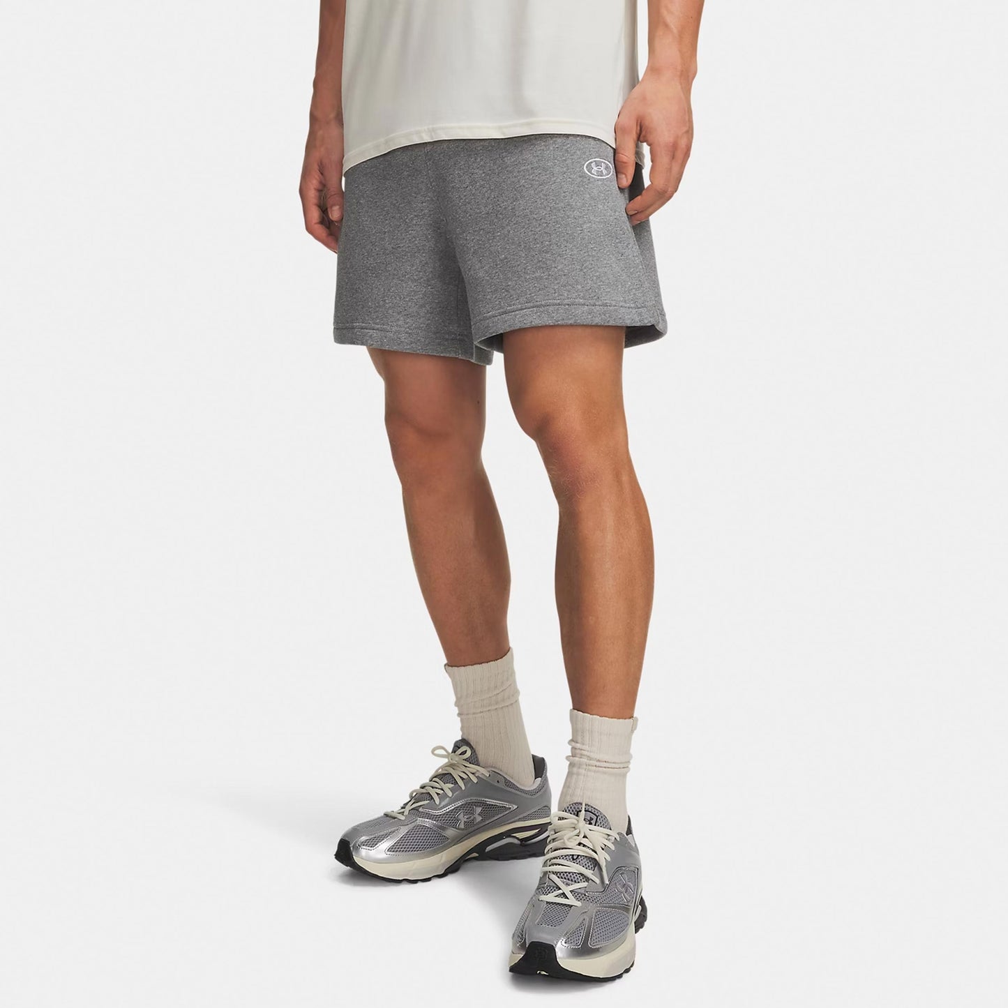 Under Armour Rival Fleece  Pantaloncini Uomini - grigio, bianco