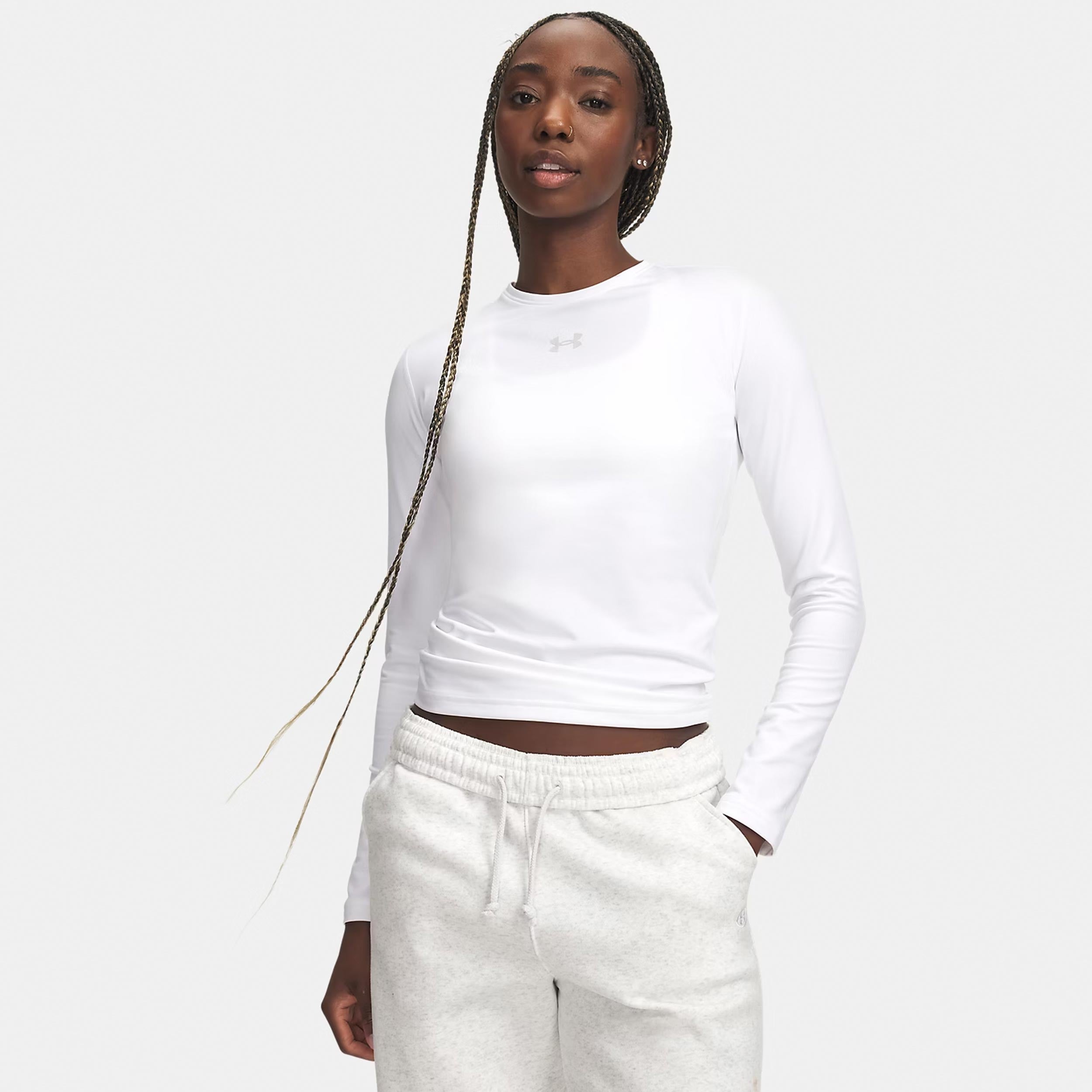 Under Armour ColdGear Crew Manica lunga Donna - bianco, grigio chiaro