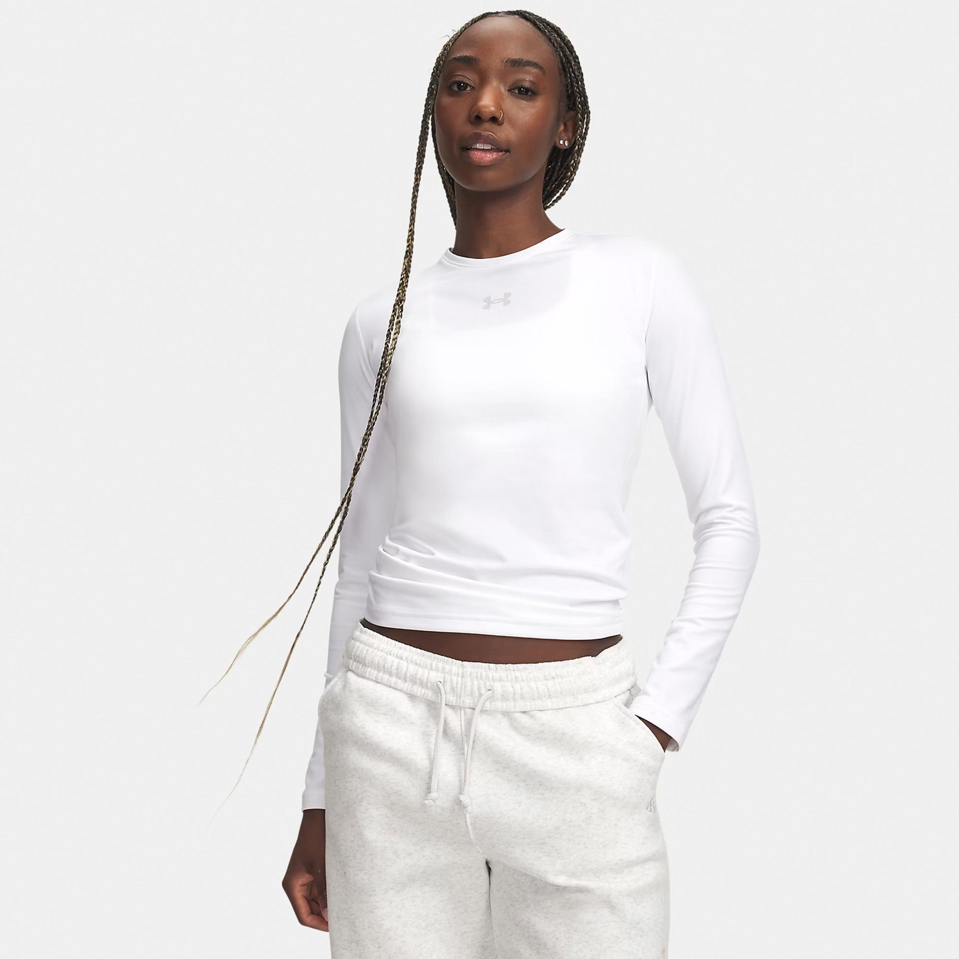 Under Armour ColdGear Crew Manica lunga Donna - bianco, grigio chiaro