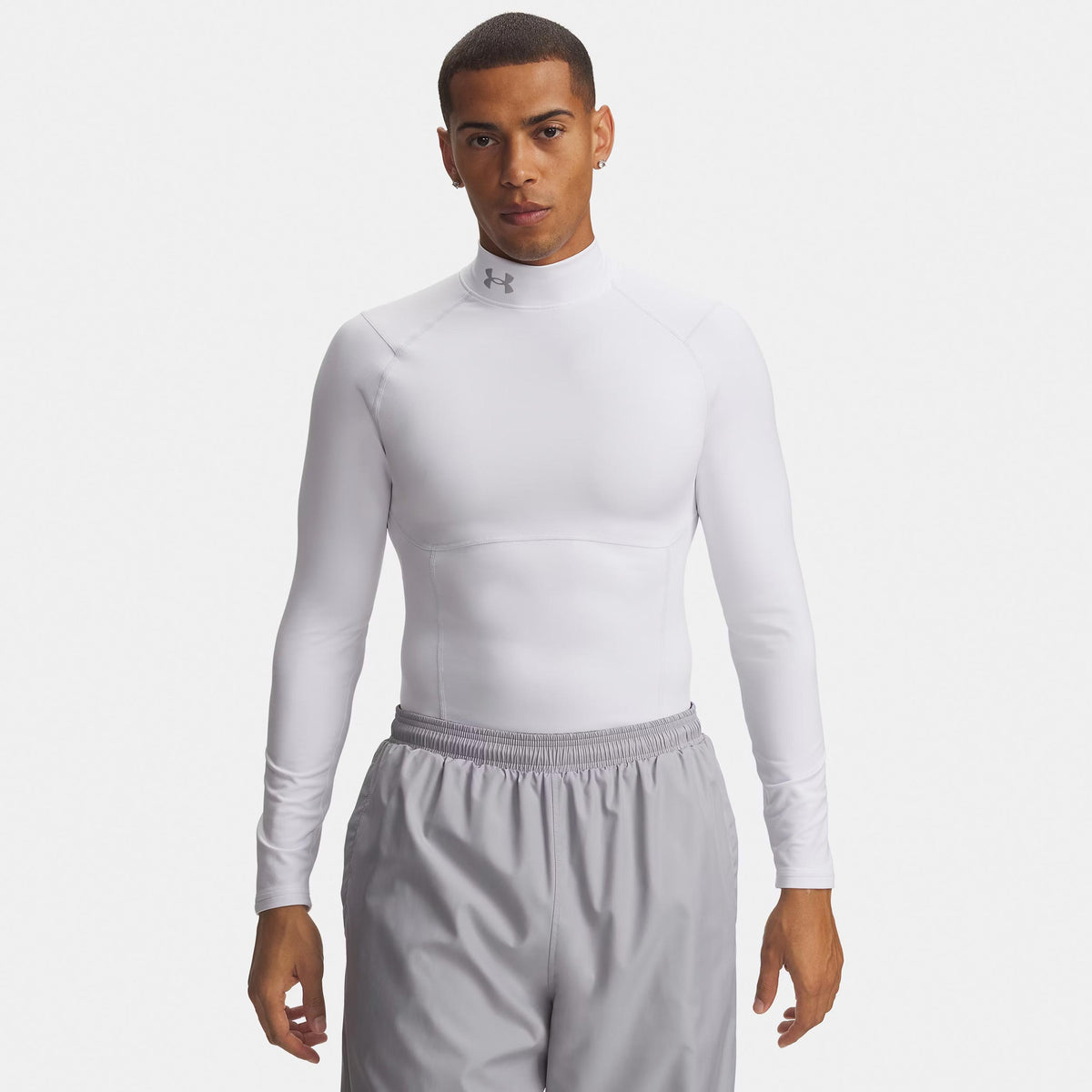 Under Armour Coldgear Elite Comp Manica lunga Uomini - bianco, argento