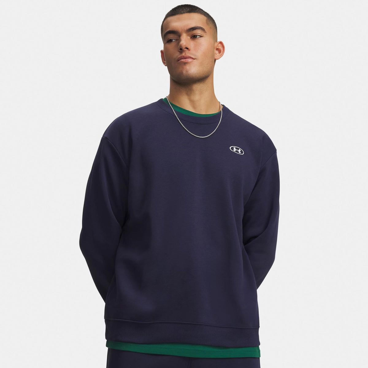Under Armour Rival Fleece Crew Felpa Uomini - blu, bianco