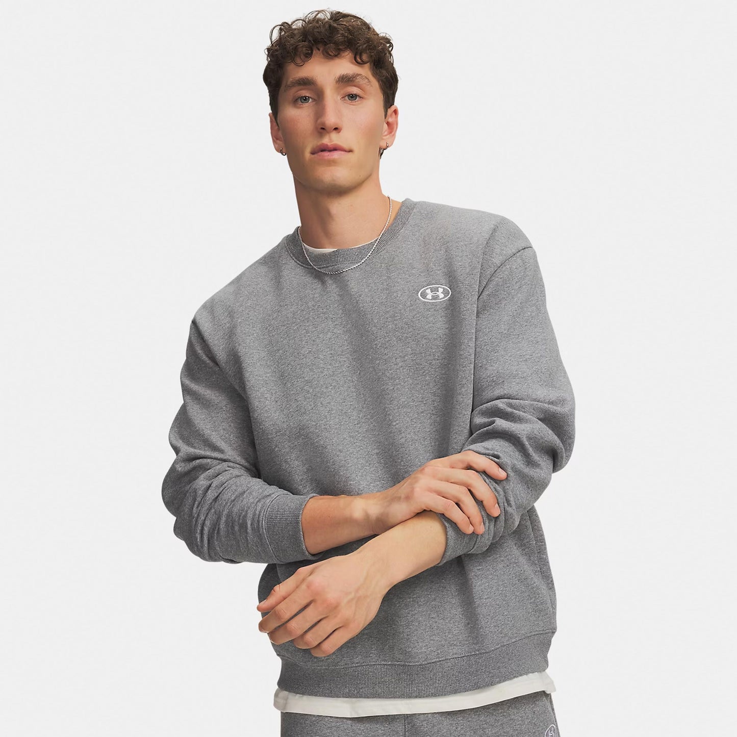 Under Armour Rival Fleece Crew Felpa Uomini - grigio, bianco