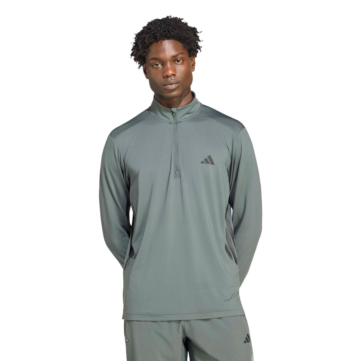 adidas Essentials 1/4 Zip Felpa Uomini - verde scuro